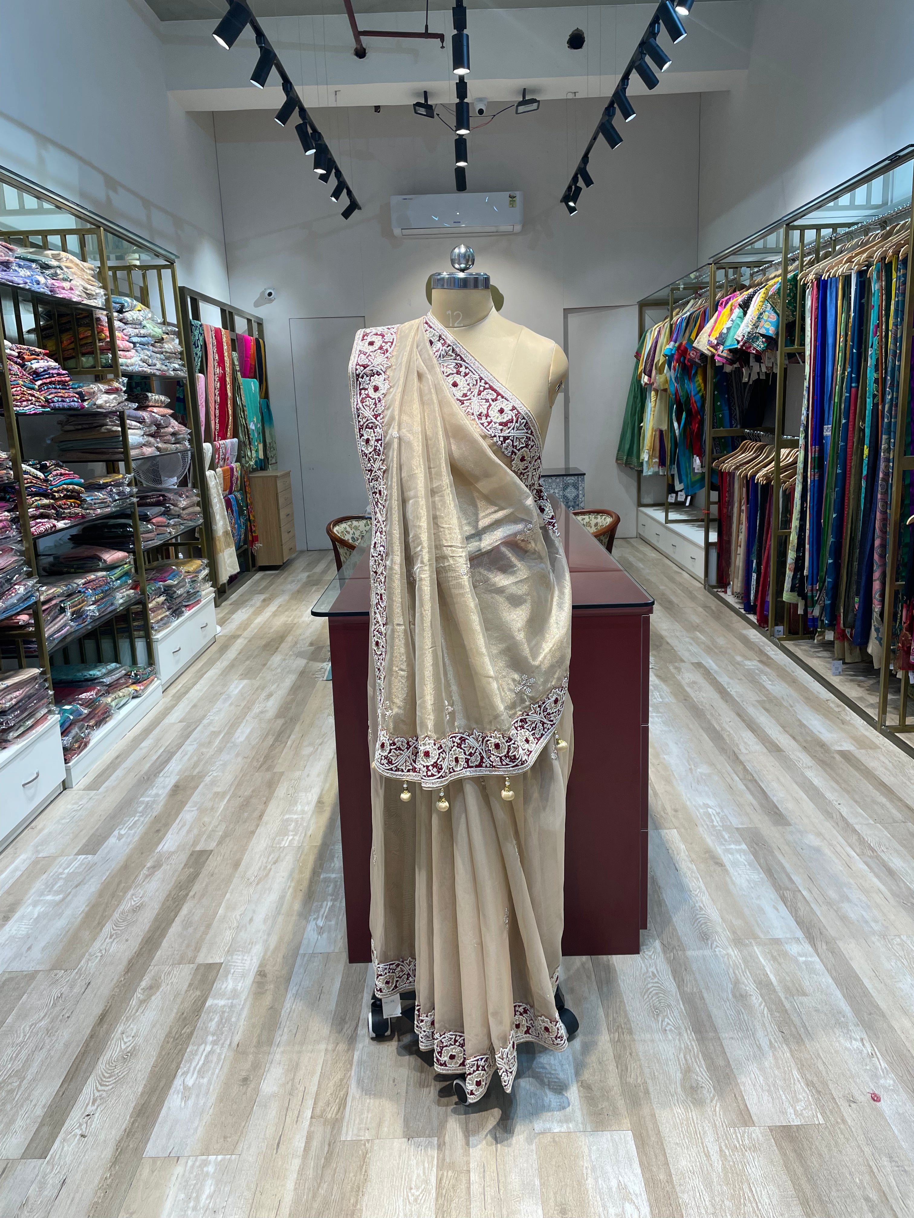 Pure Tissue silk with Moti hand saree