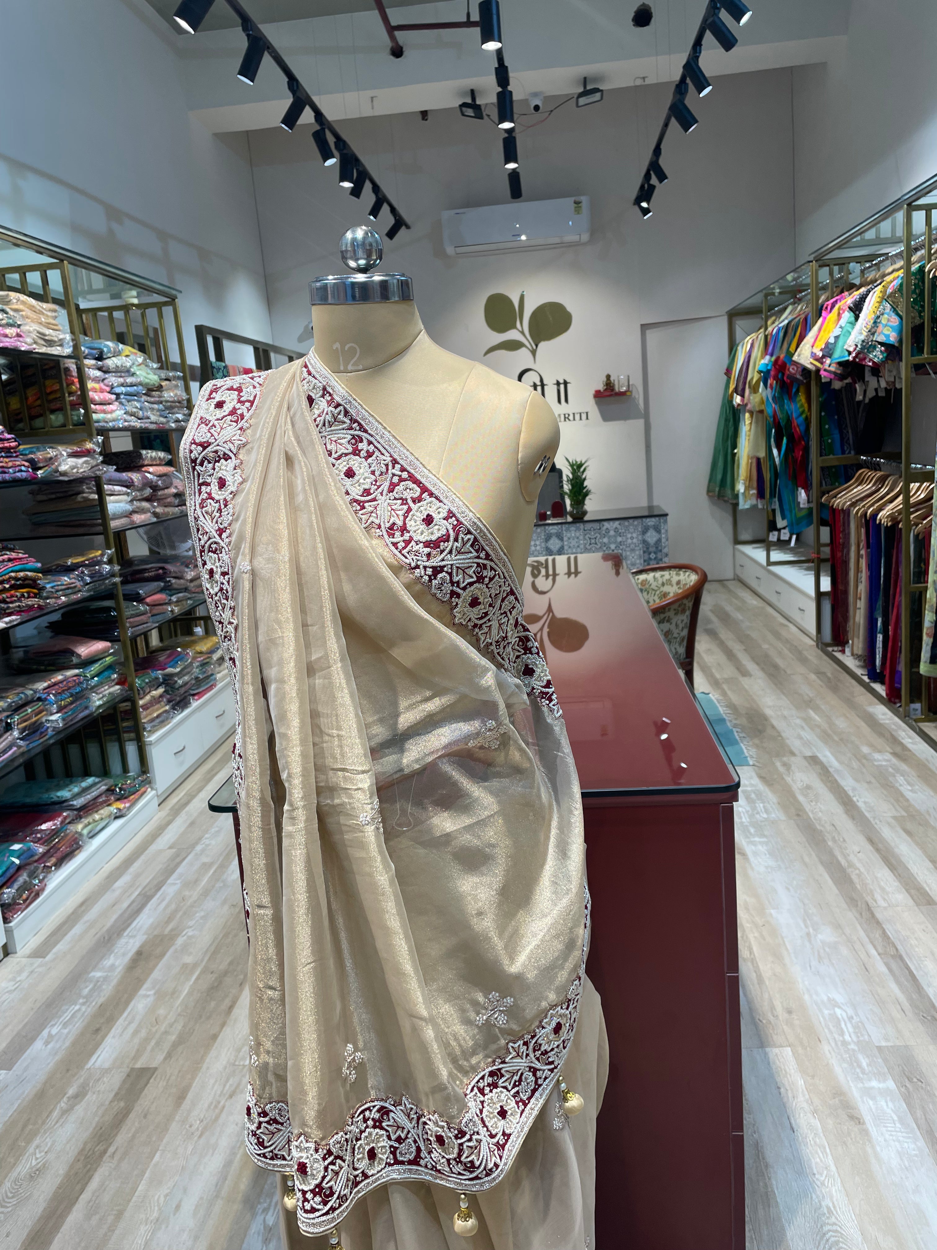Pure Tissue silk with Moti hand saree