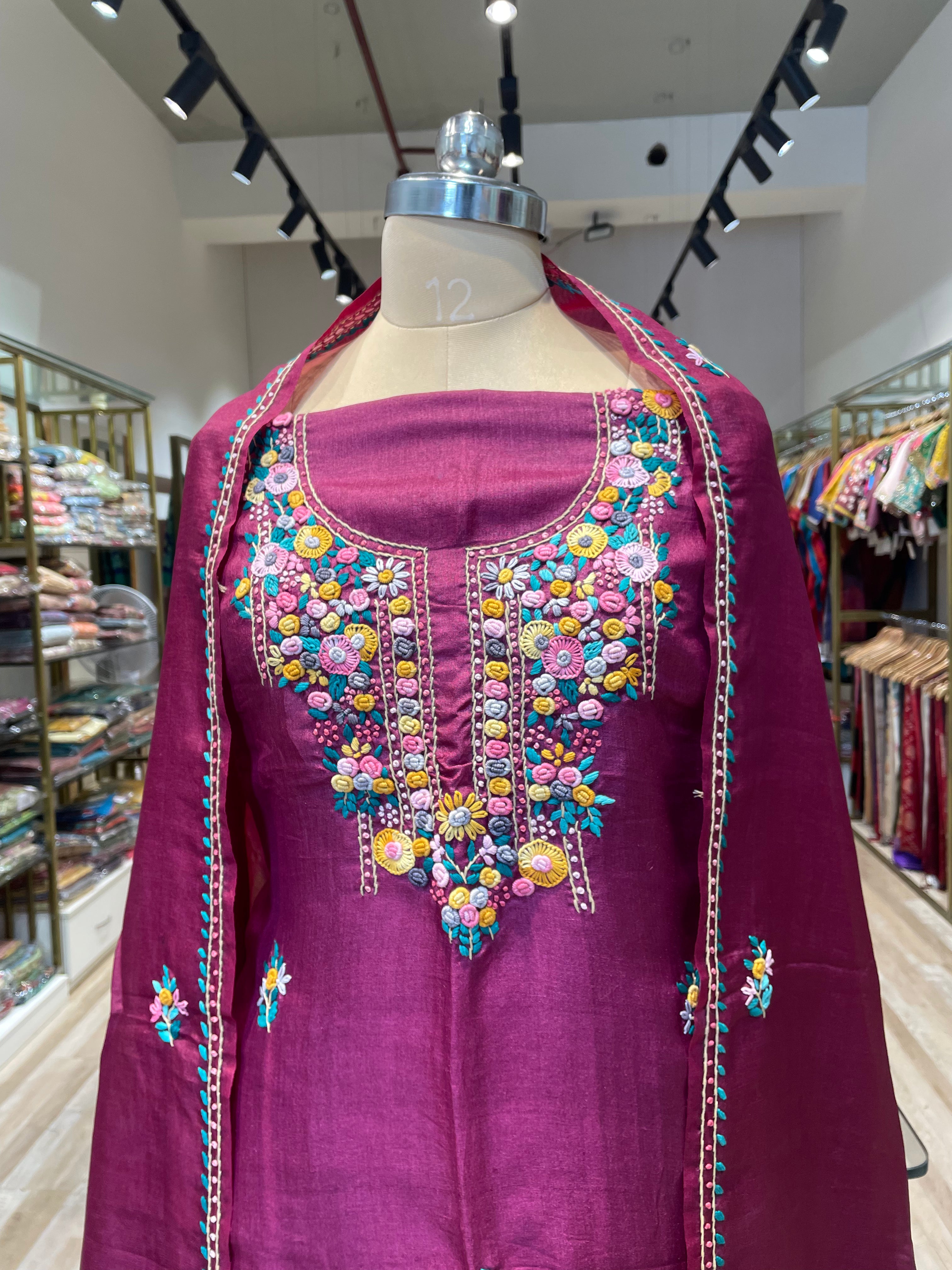 Pure tussar silk bullion work dress material (P)