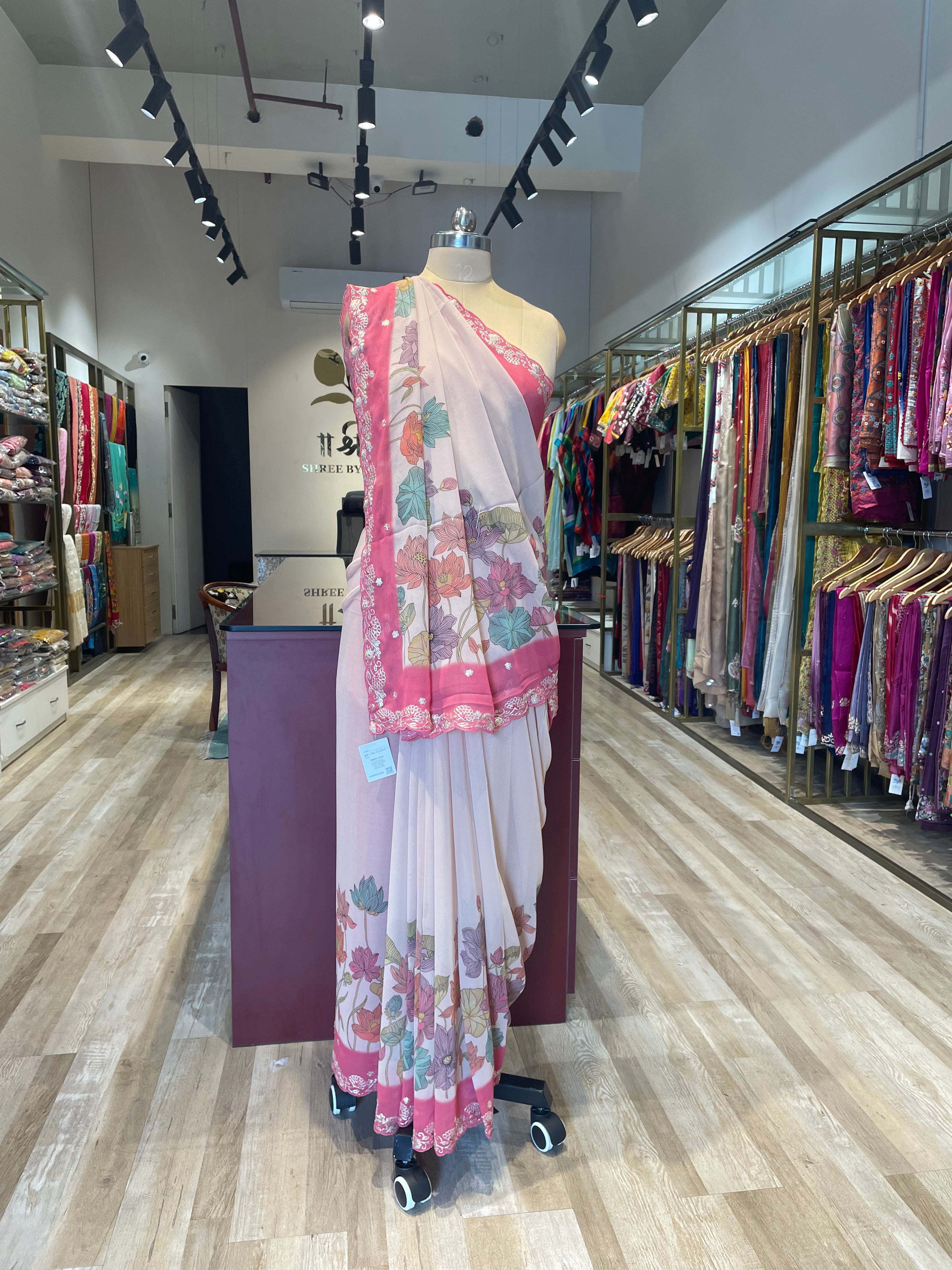 Pure georgette saree with pita work