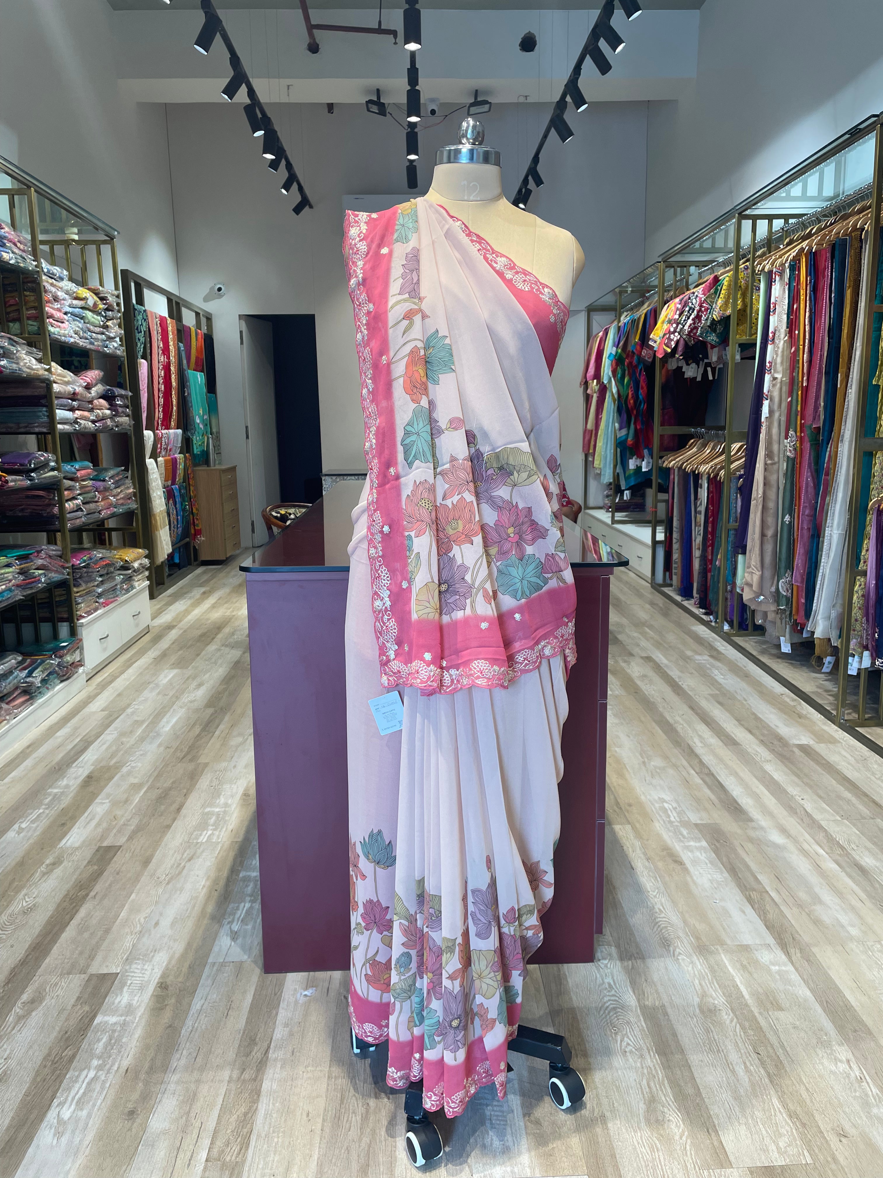 Pure georgette saree with pita work
