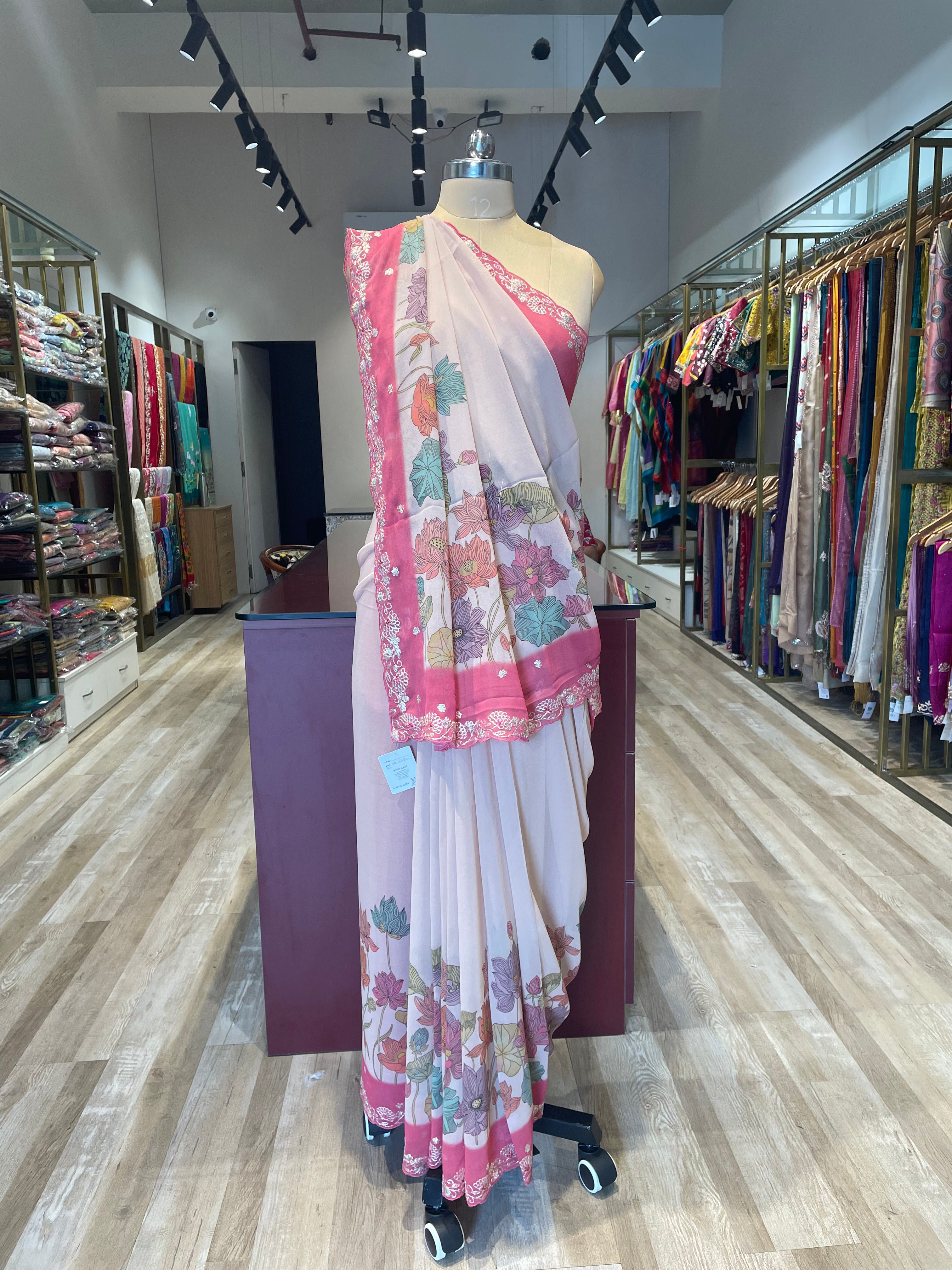 Pure georgette saree with pita work