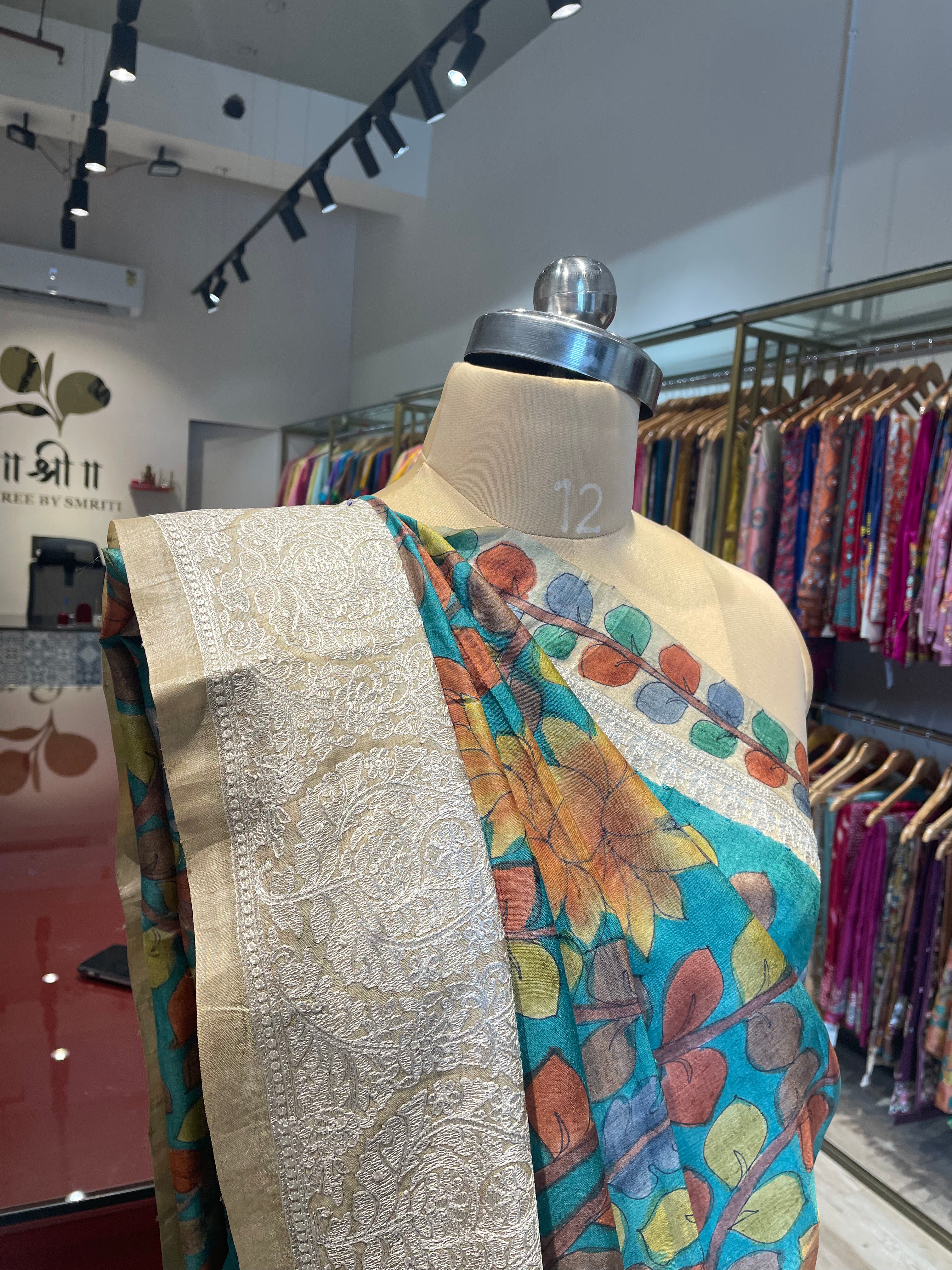 Pure tussar silk kalamkari saree