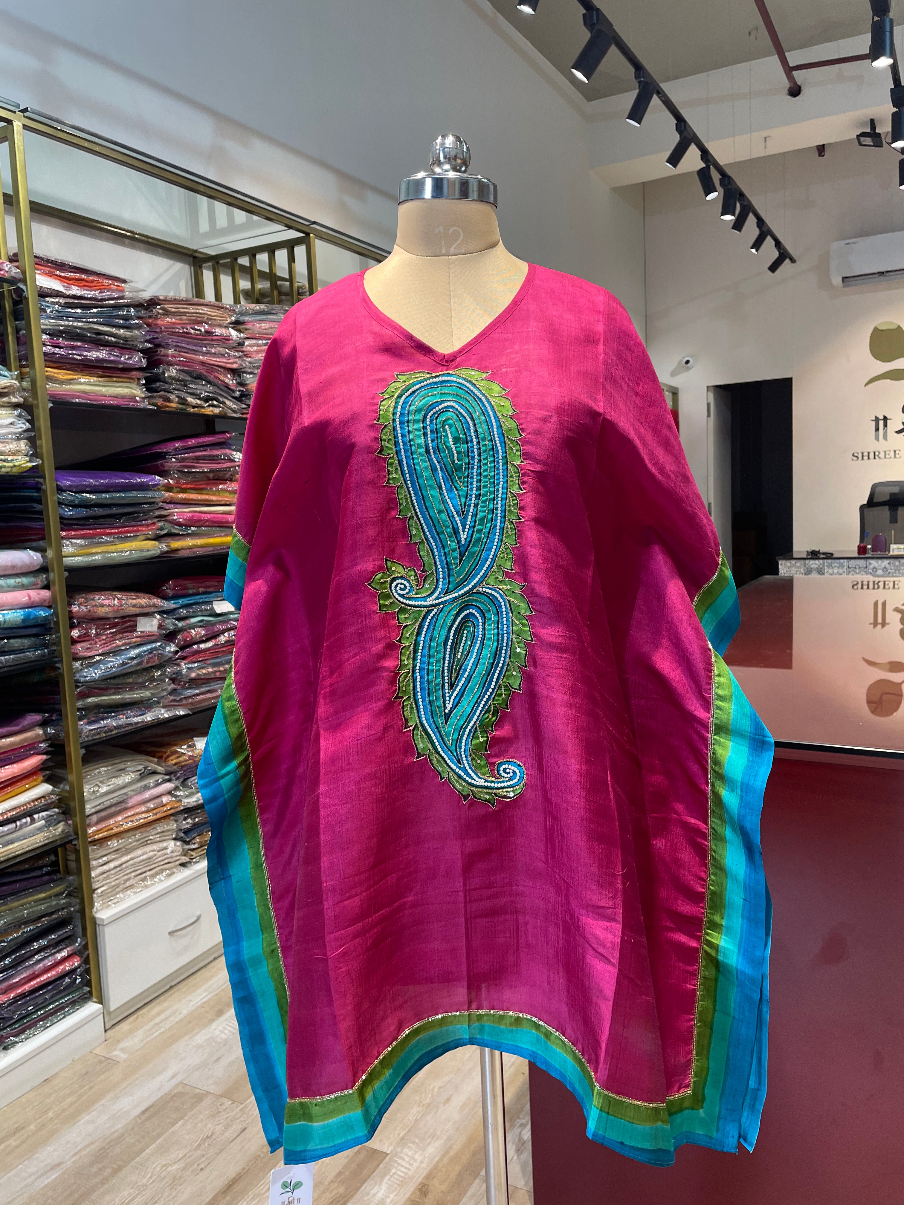 Pure silk short Kaftan with handwork (P)