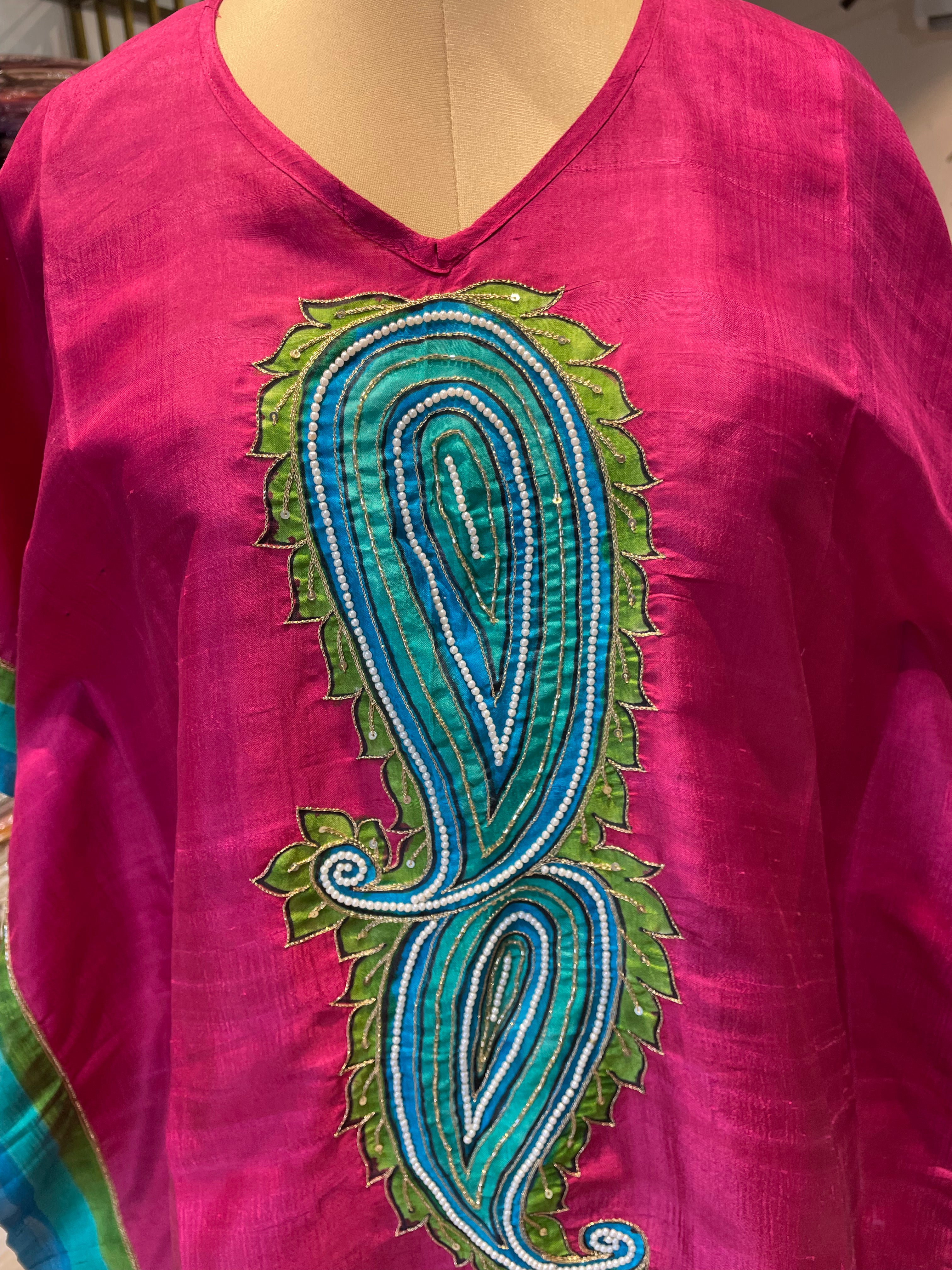 Pure silk short Kaftan with handwork (P)