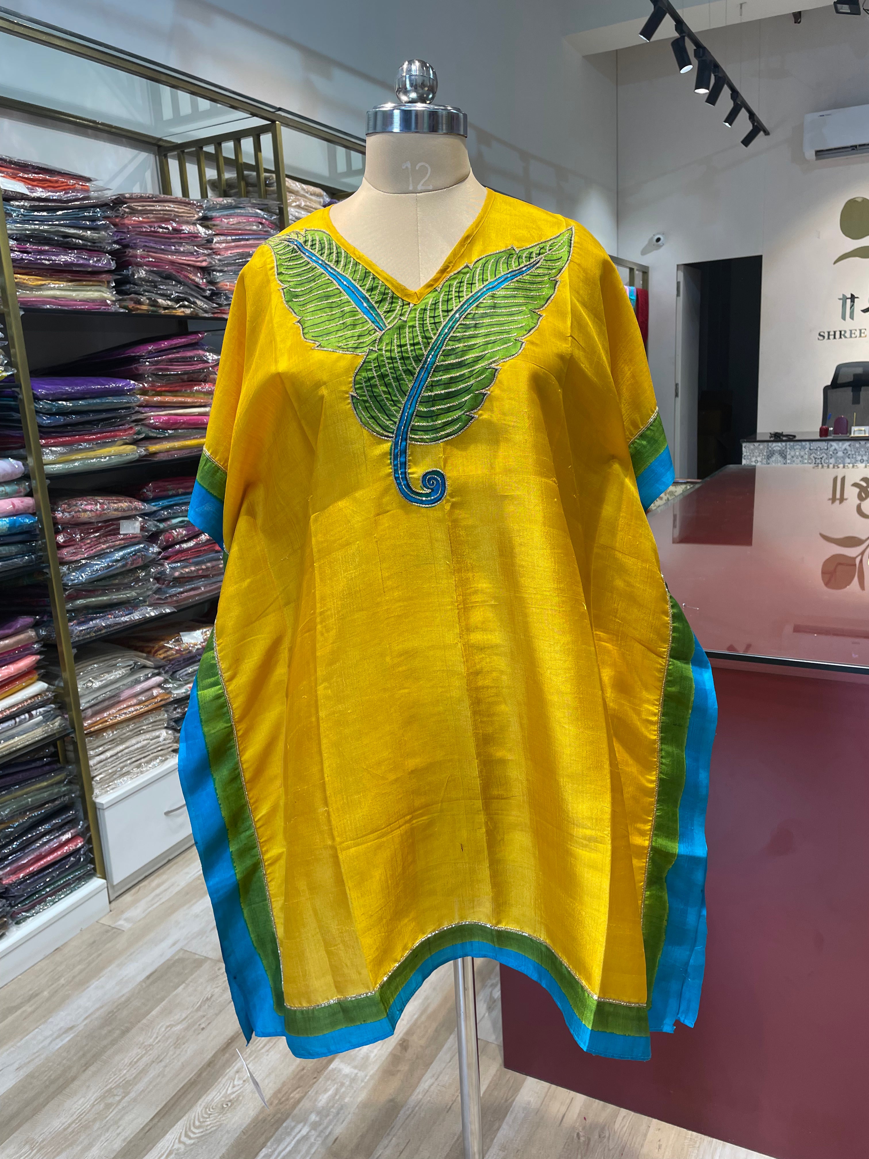 Pure silk short Kaftan with handwork (Y)