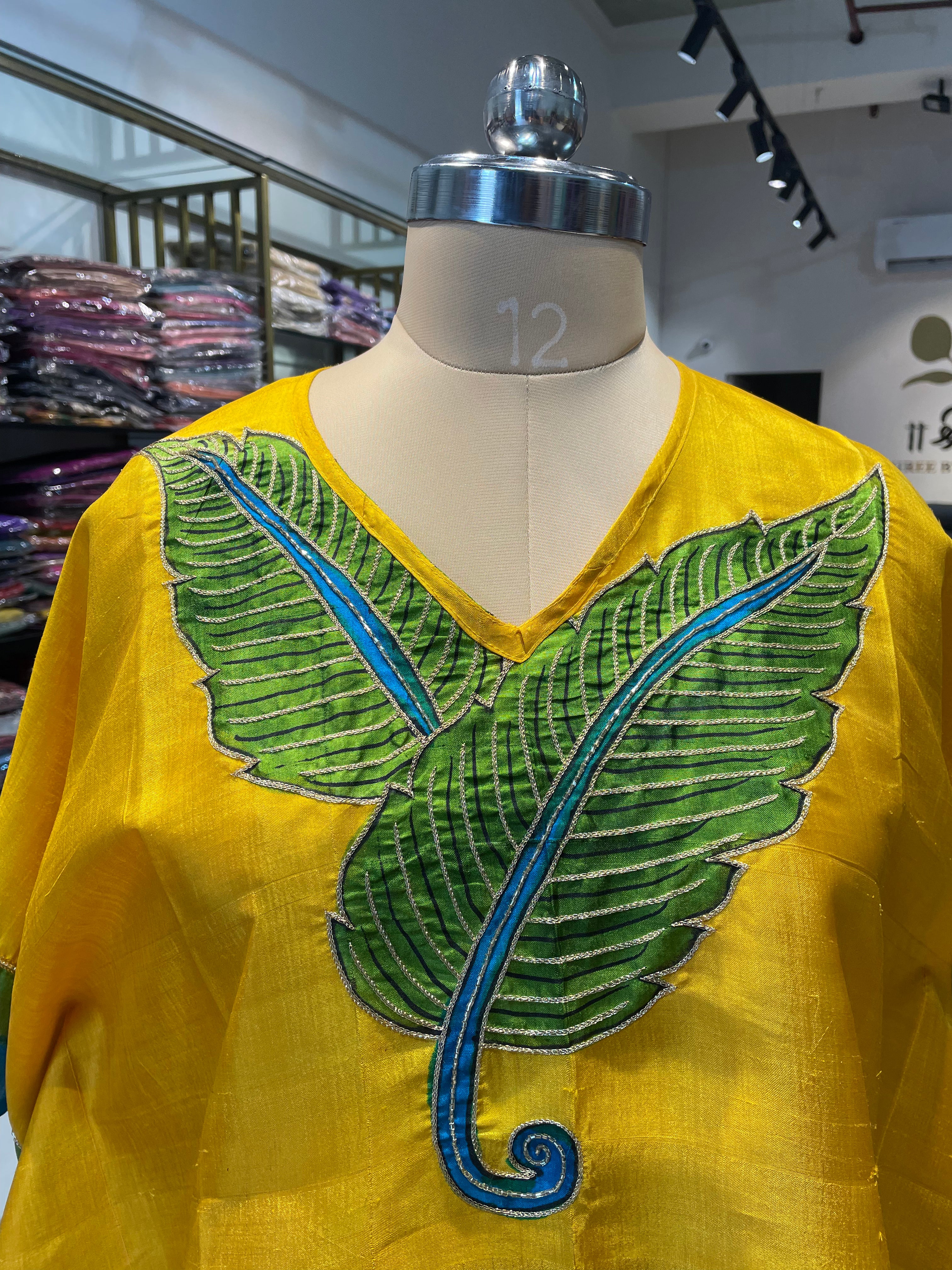 Pure silk short Kaftan with handwork (Y)