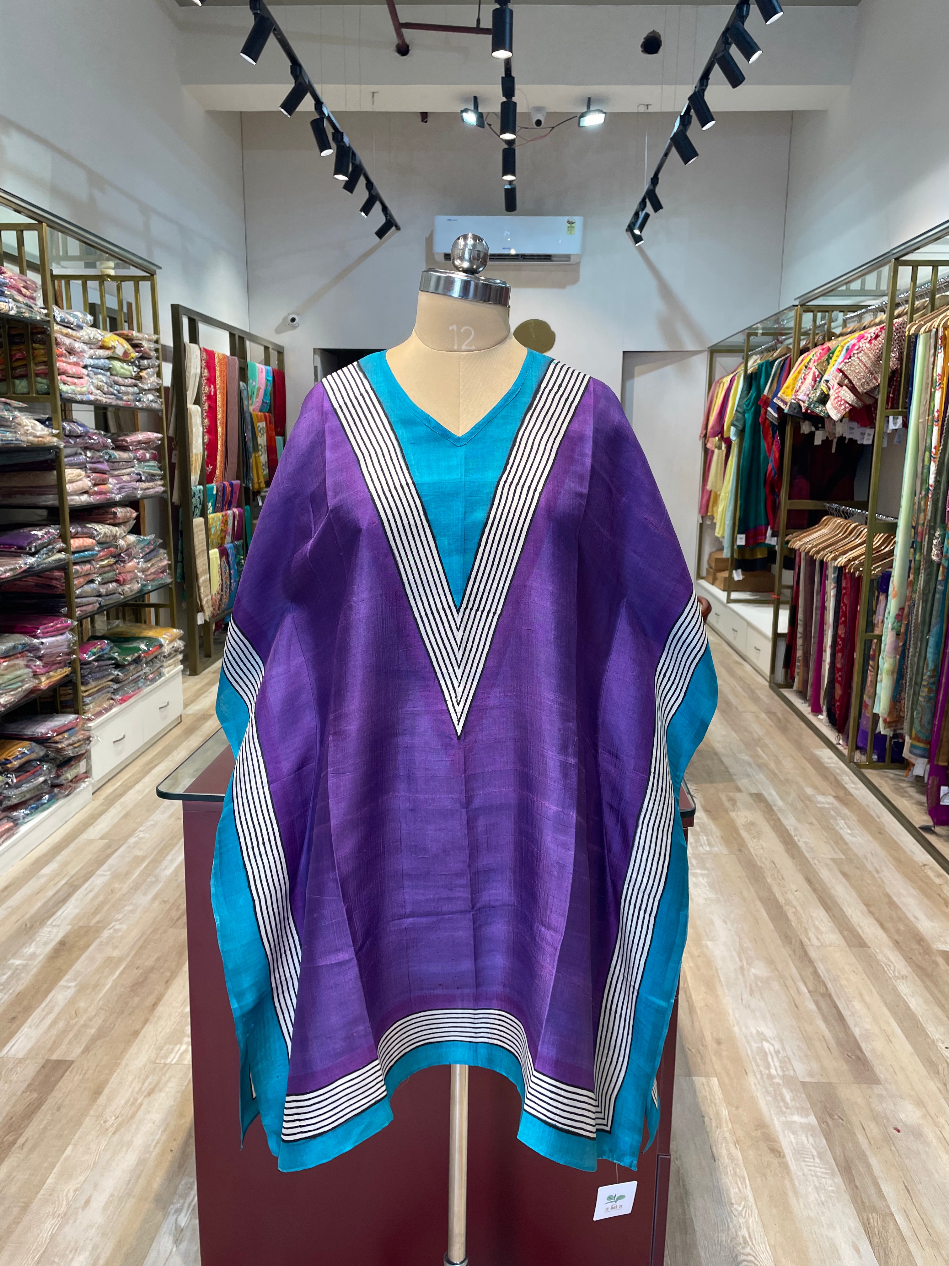 Pure silk hand painted long kaftan (P)