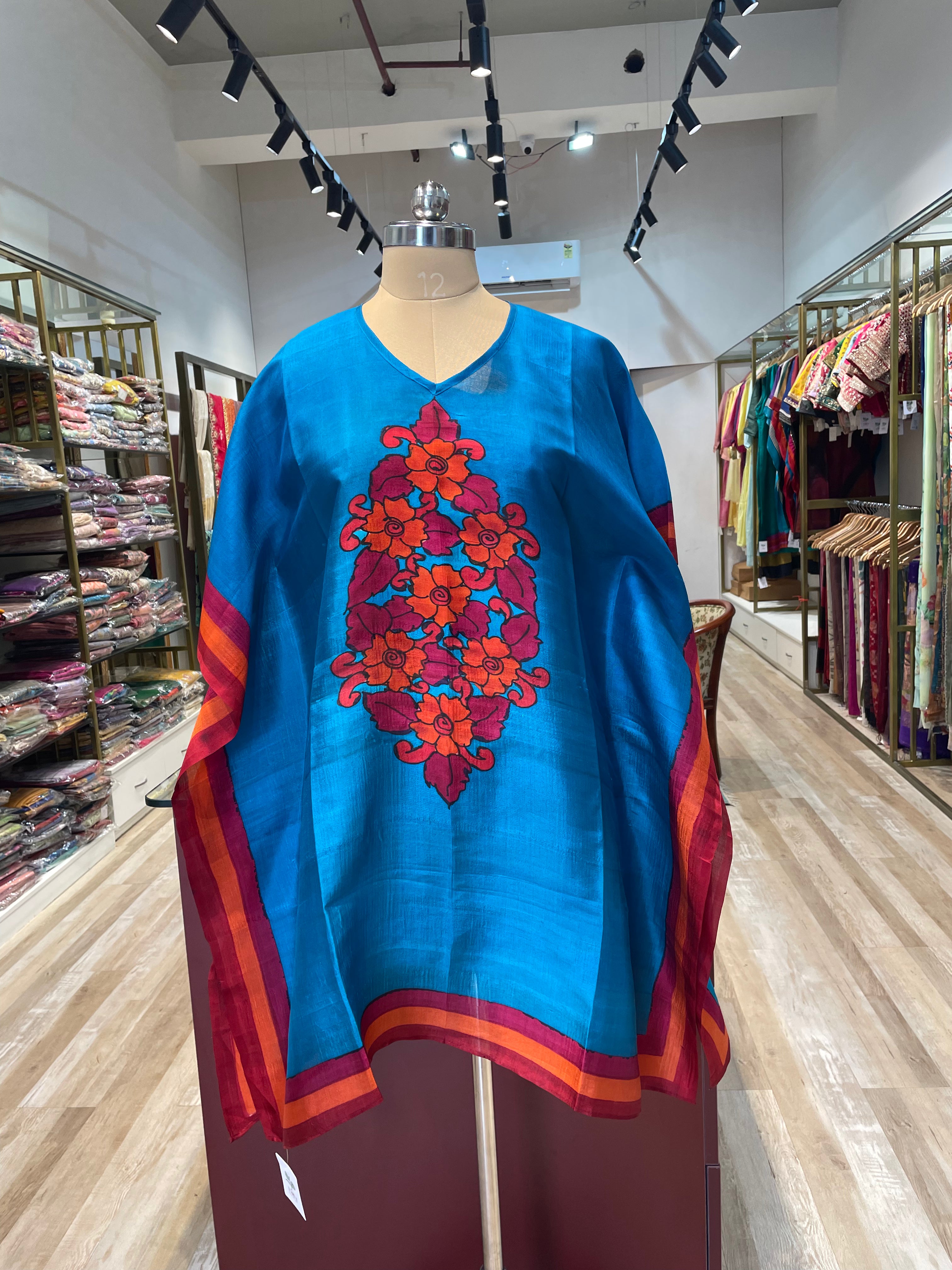 Pure silk hand painted short kaftan (B)