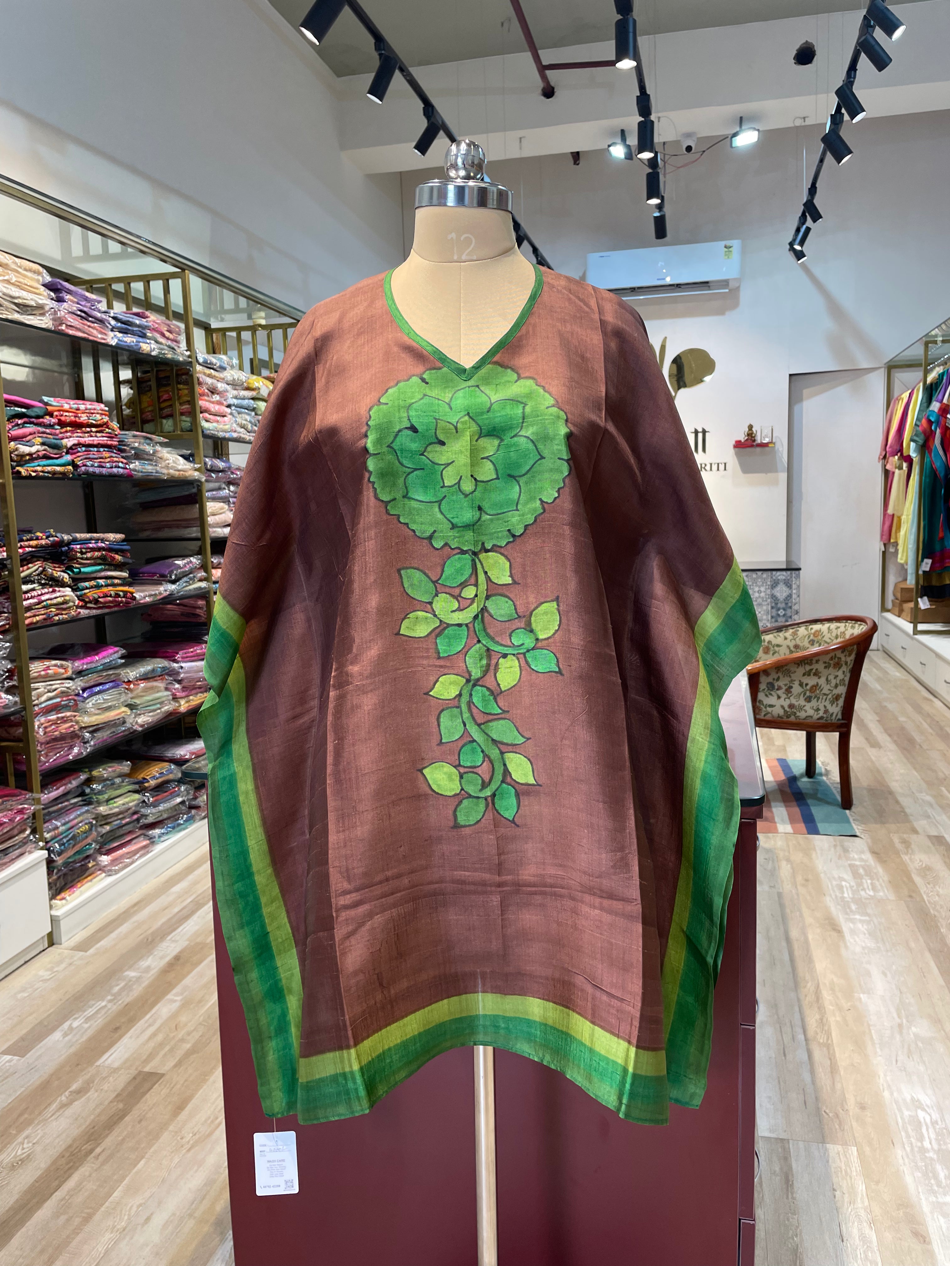 Pure silk hand painted short kaftan (BR)