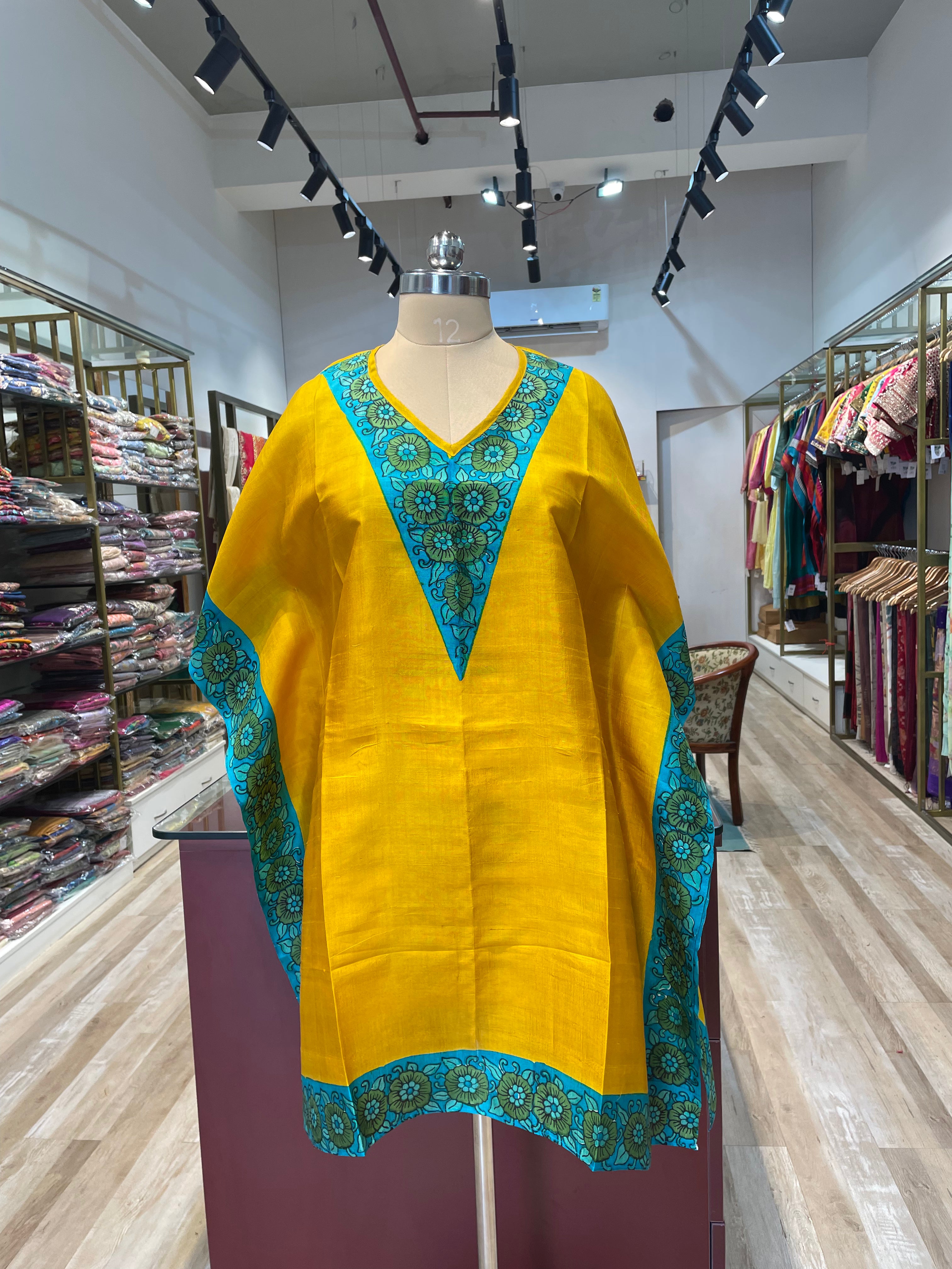 Pure silk hand painted short kaftan (Y)