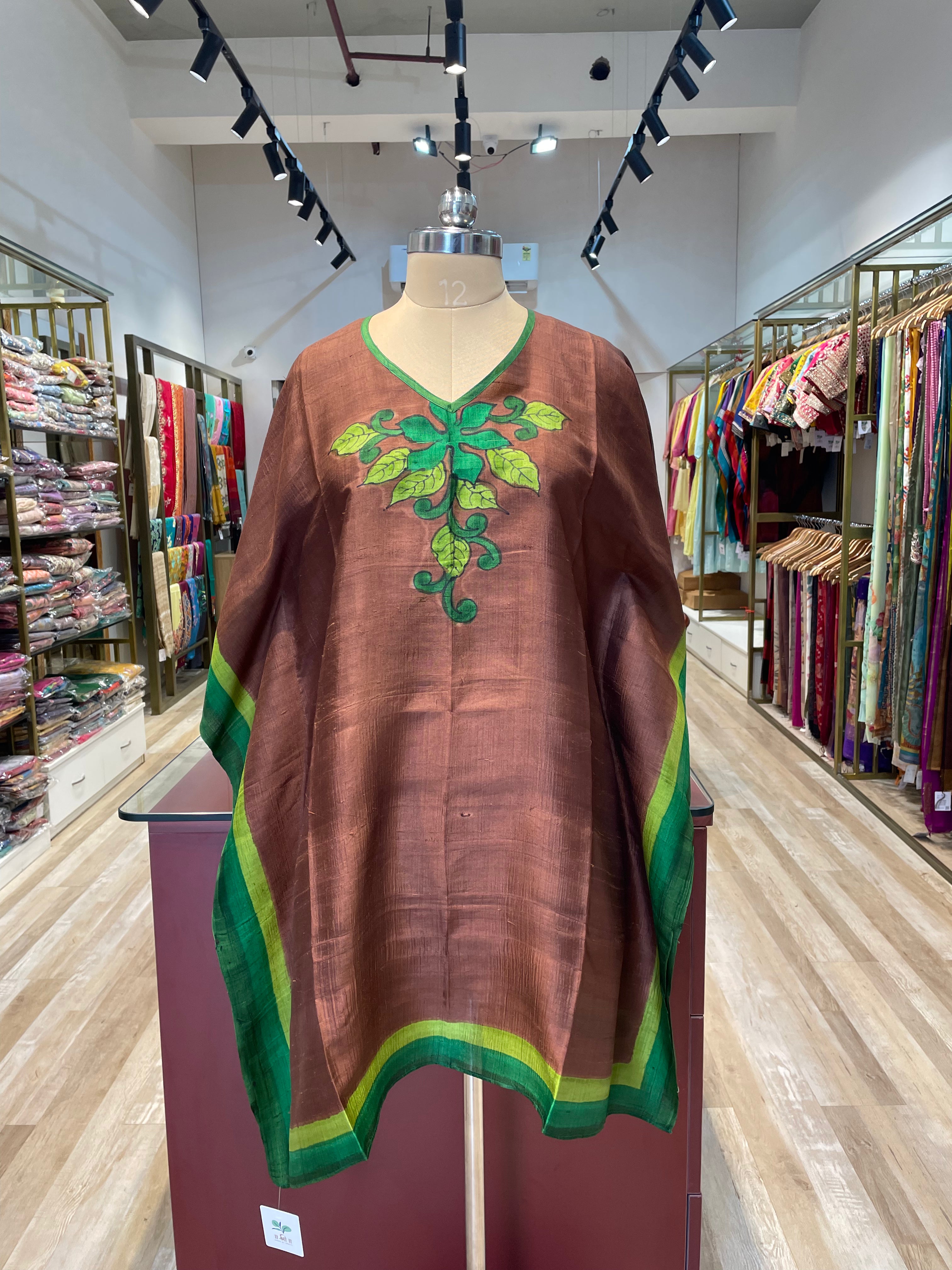 Pure silk hand painted short kaftan (BR)