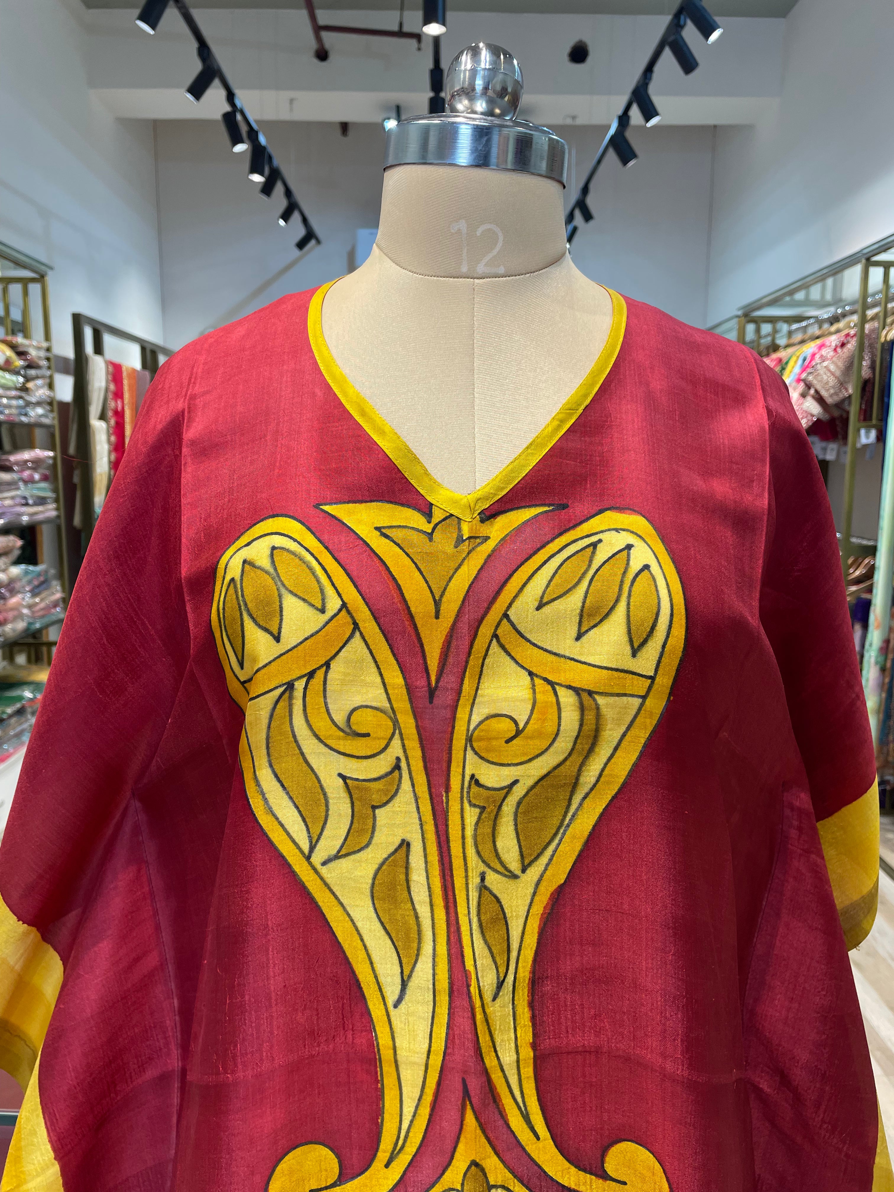 Pure silk hand painted long kaftan (RY)