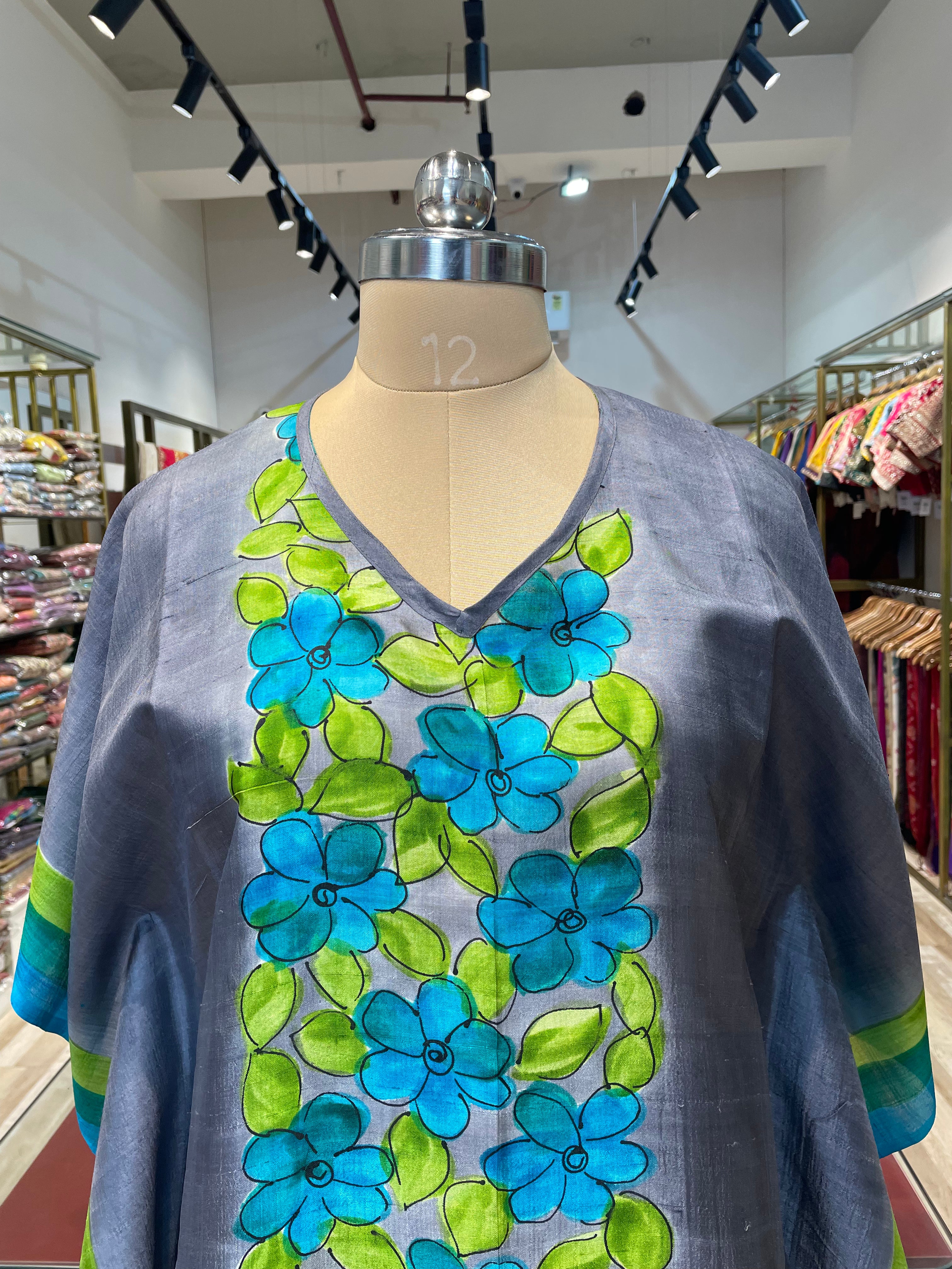 Pure silk hand painted long kaftan (GE)