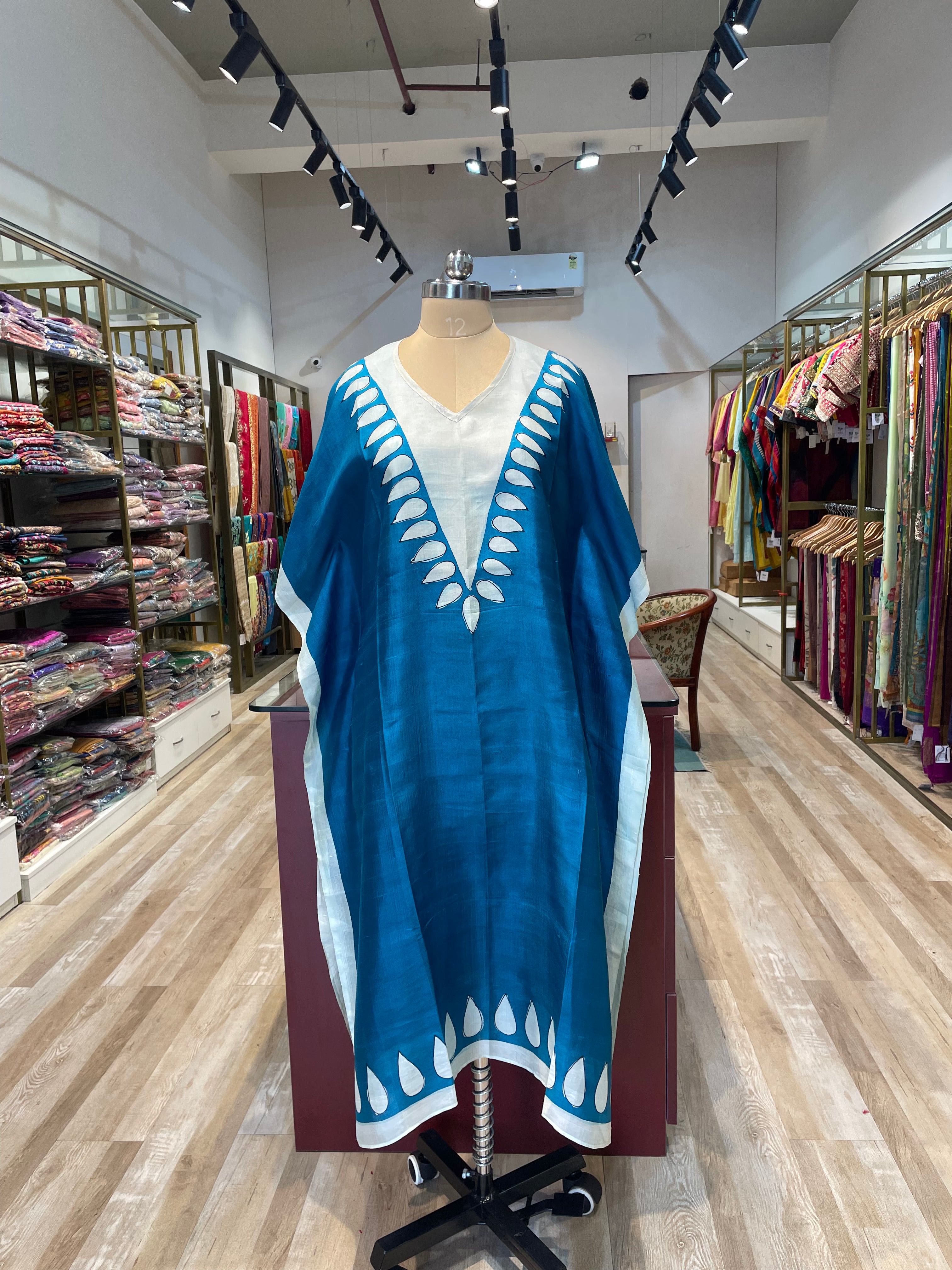 Pure silk Kaftan Long (BLU)