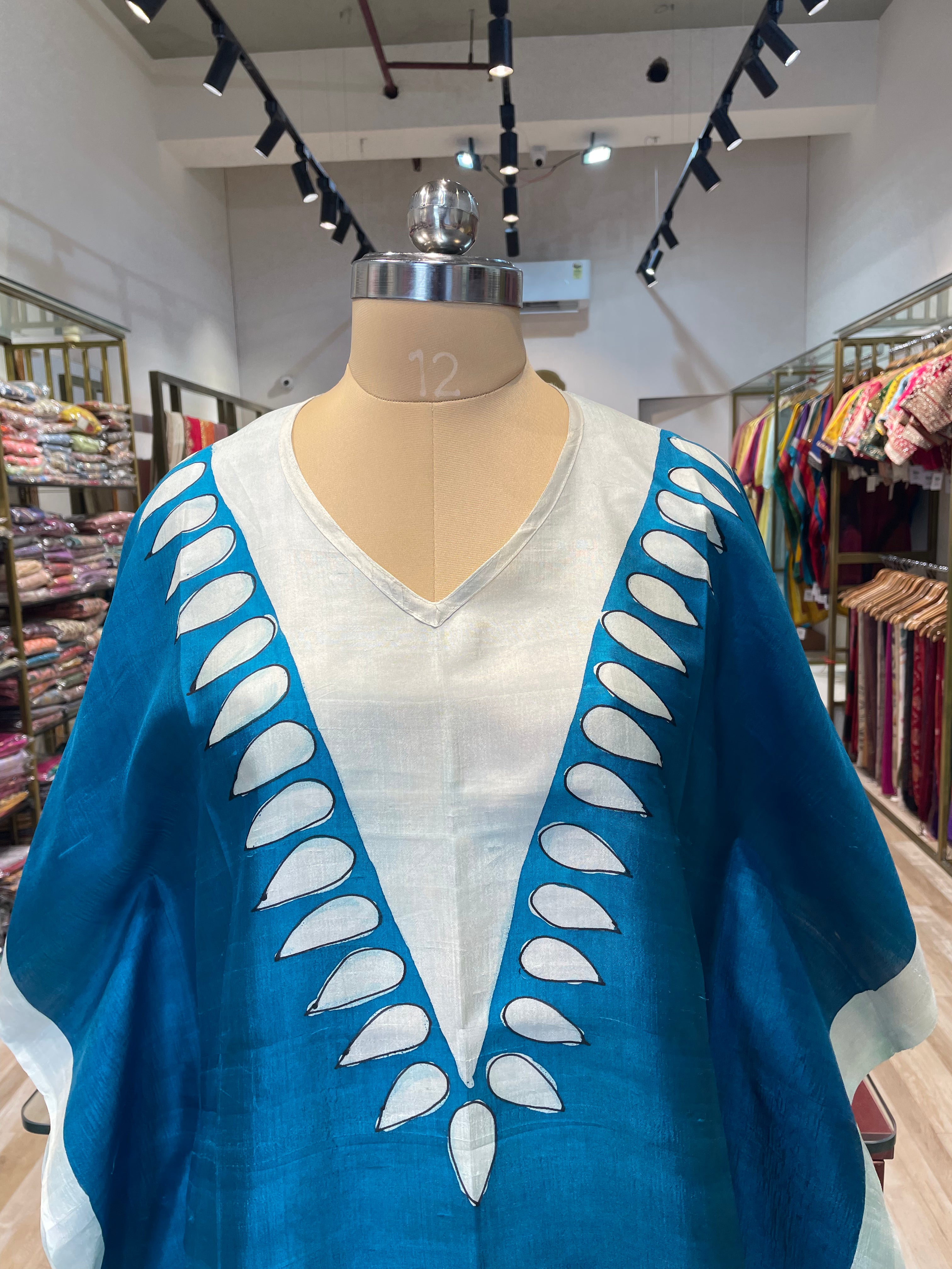 Pure silk hand painted long kaftan (BY)