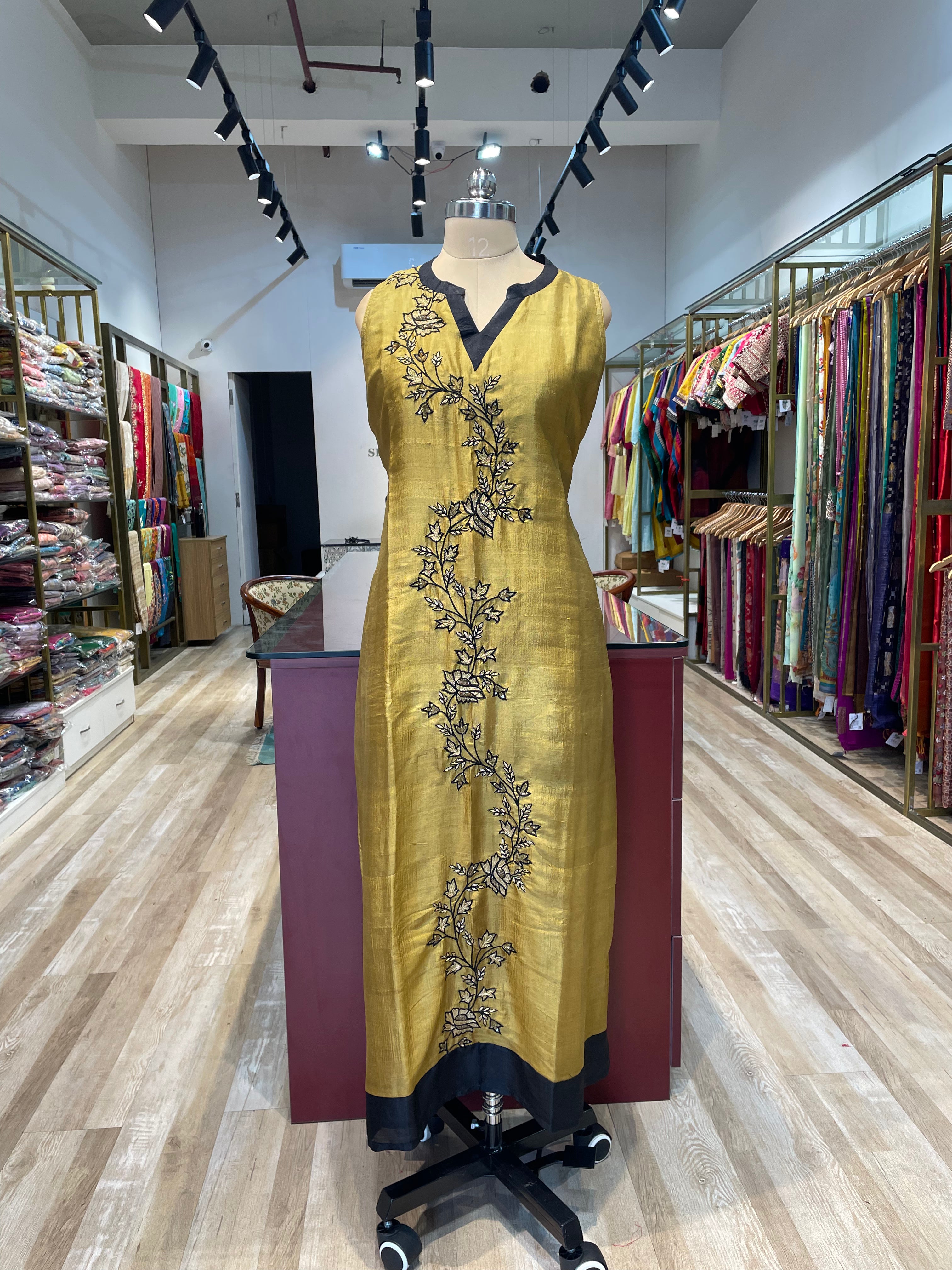 Pure silk long dress with pockets (GO)