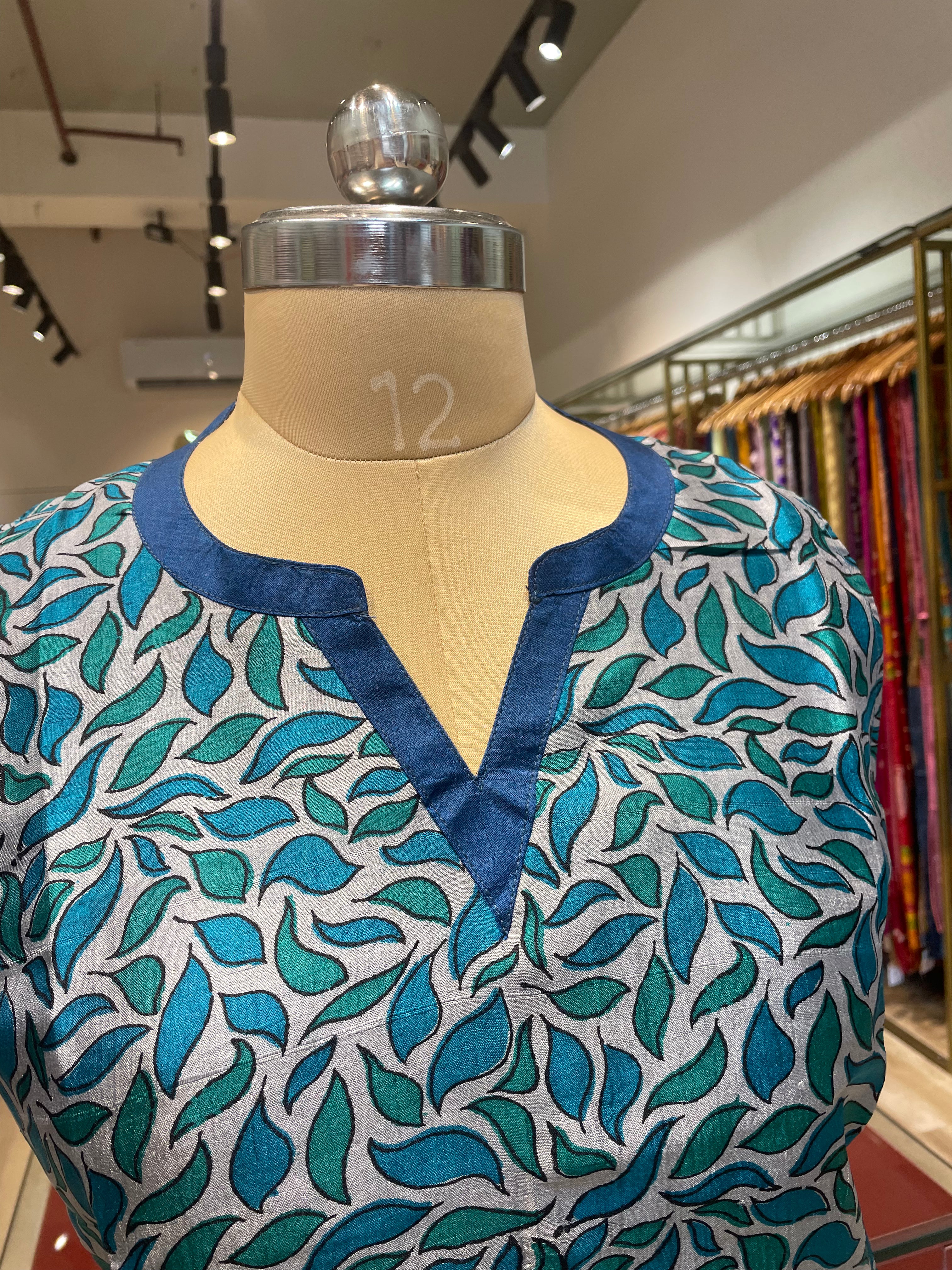 Pure silk long dress with pockets (BL)