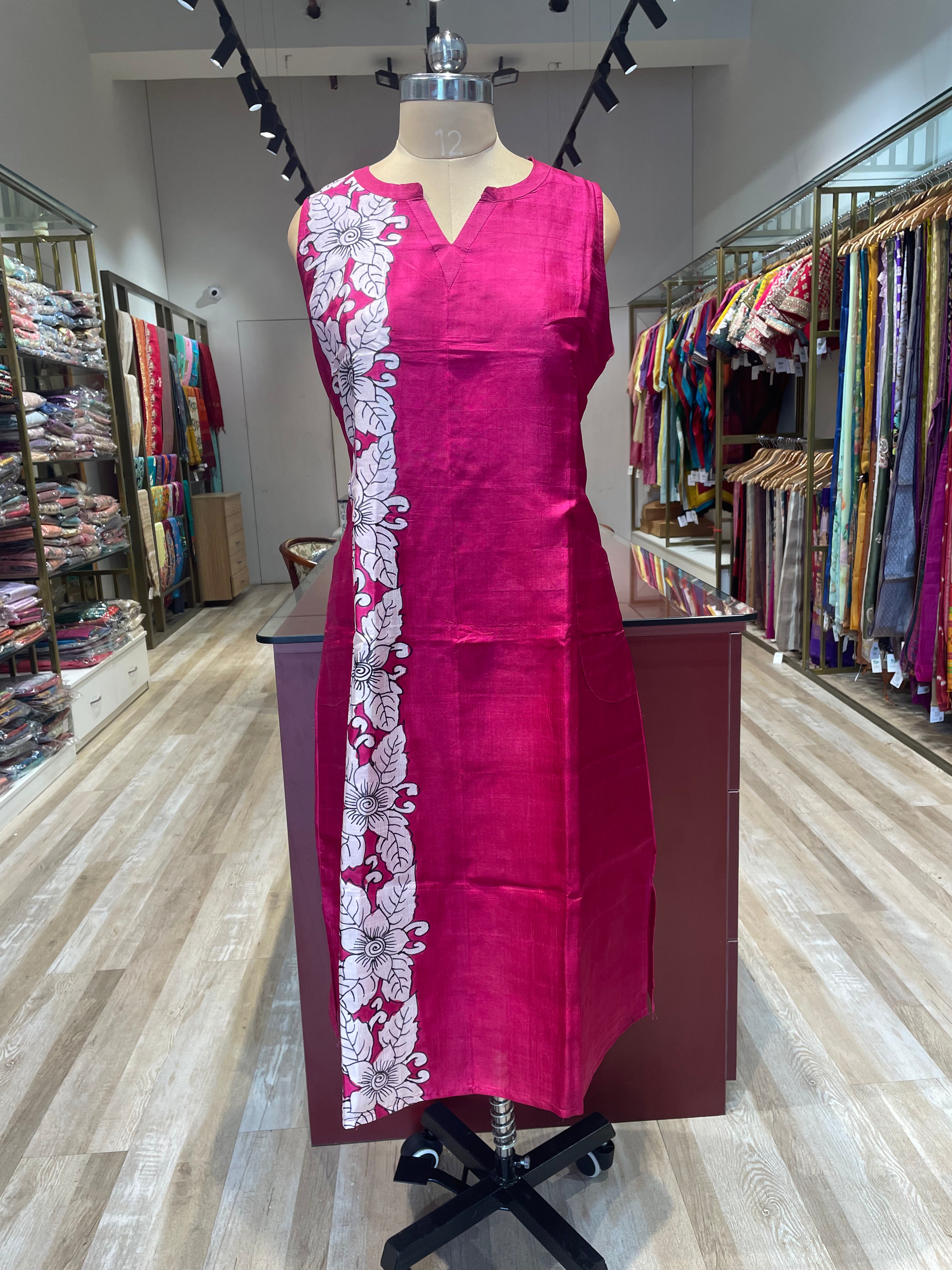 Pure silk long dress with pockets (P)