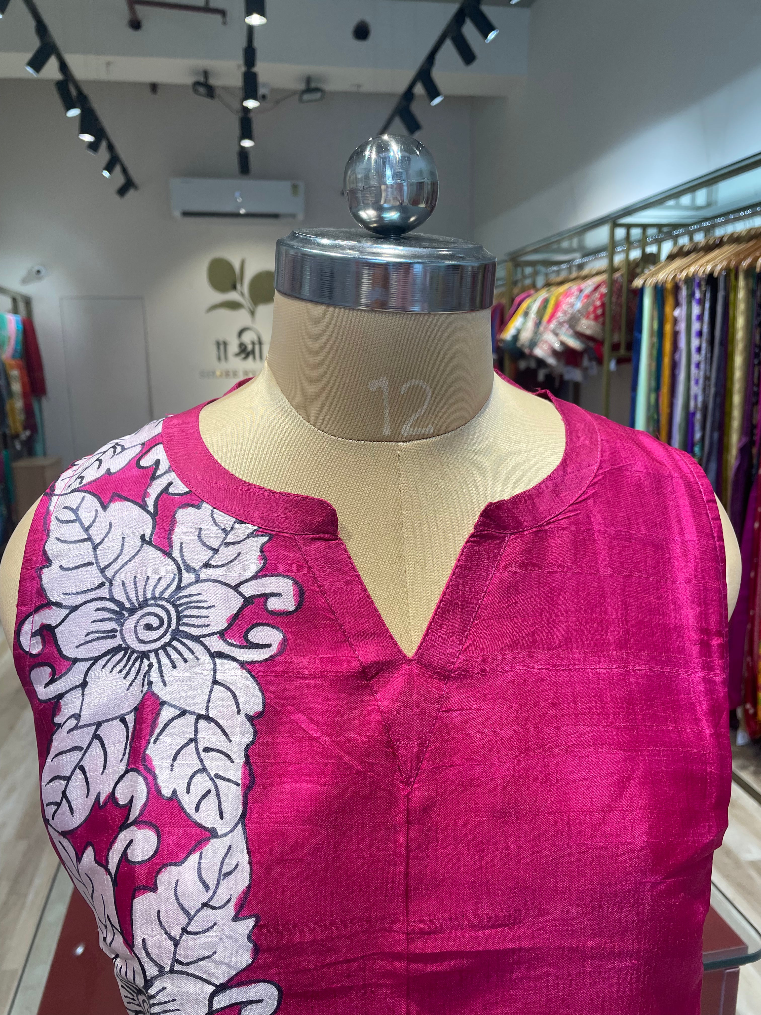 Pure silk long dress with pockets (P)