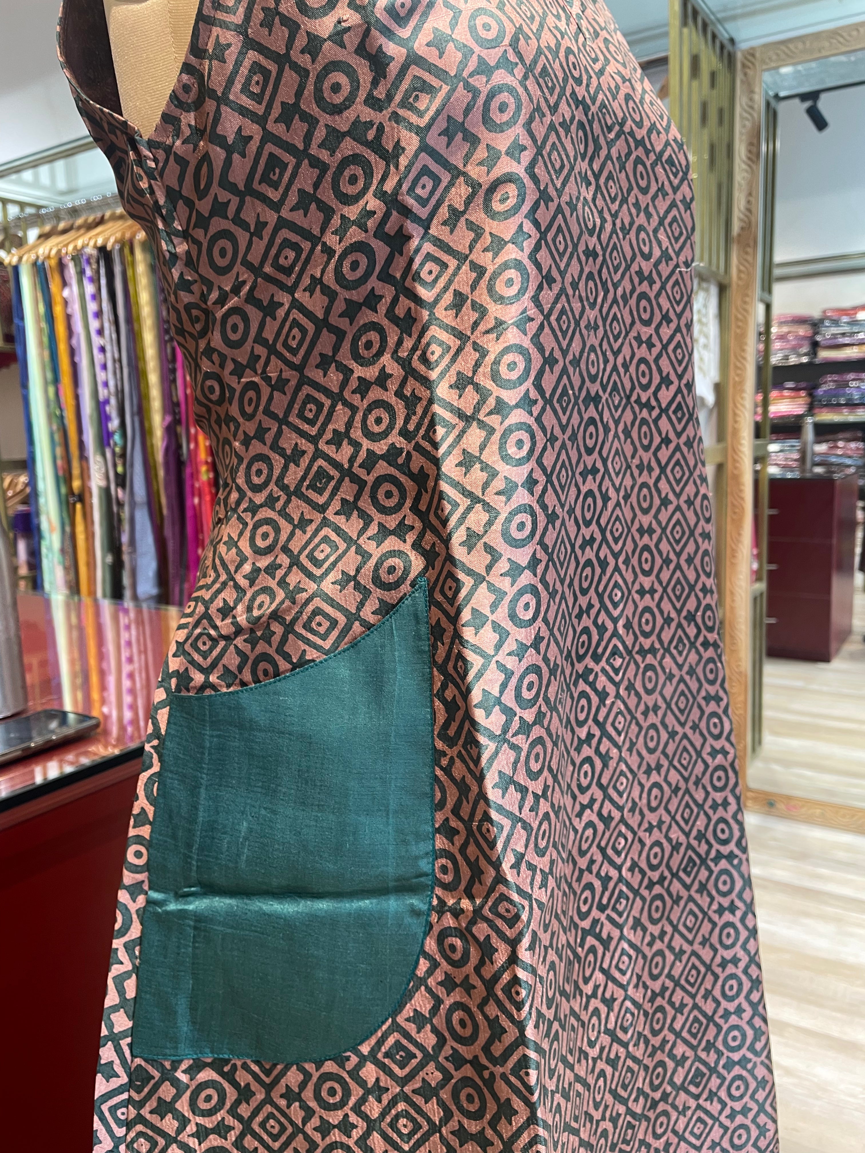 Pure silk long dress with pockets (CP)