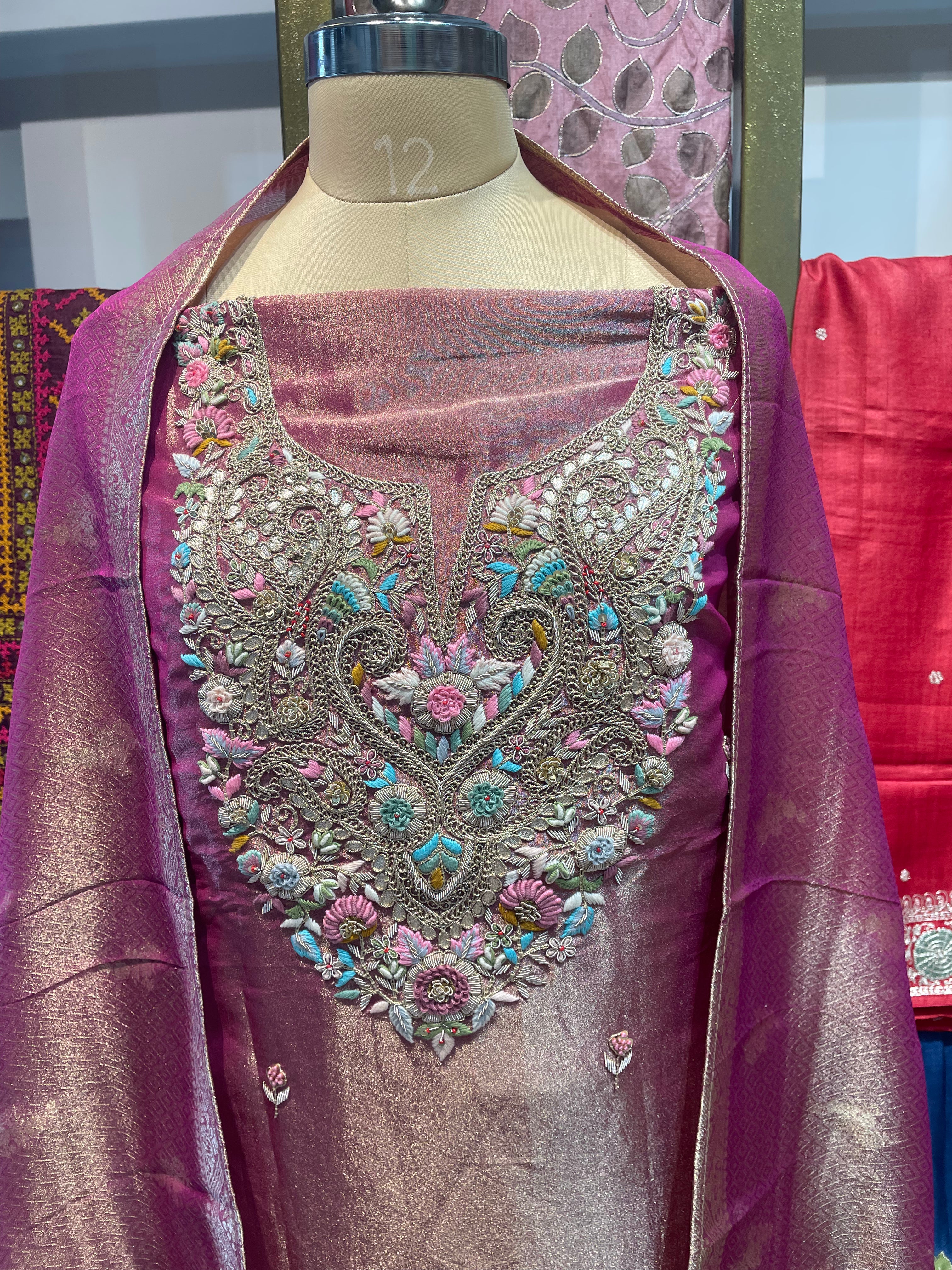 Pure tissue zardosi work dress material (OP)