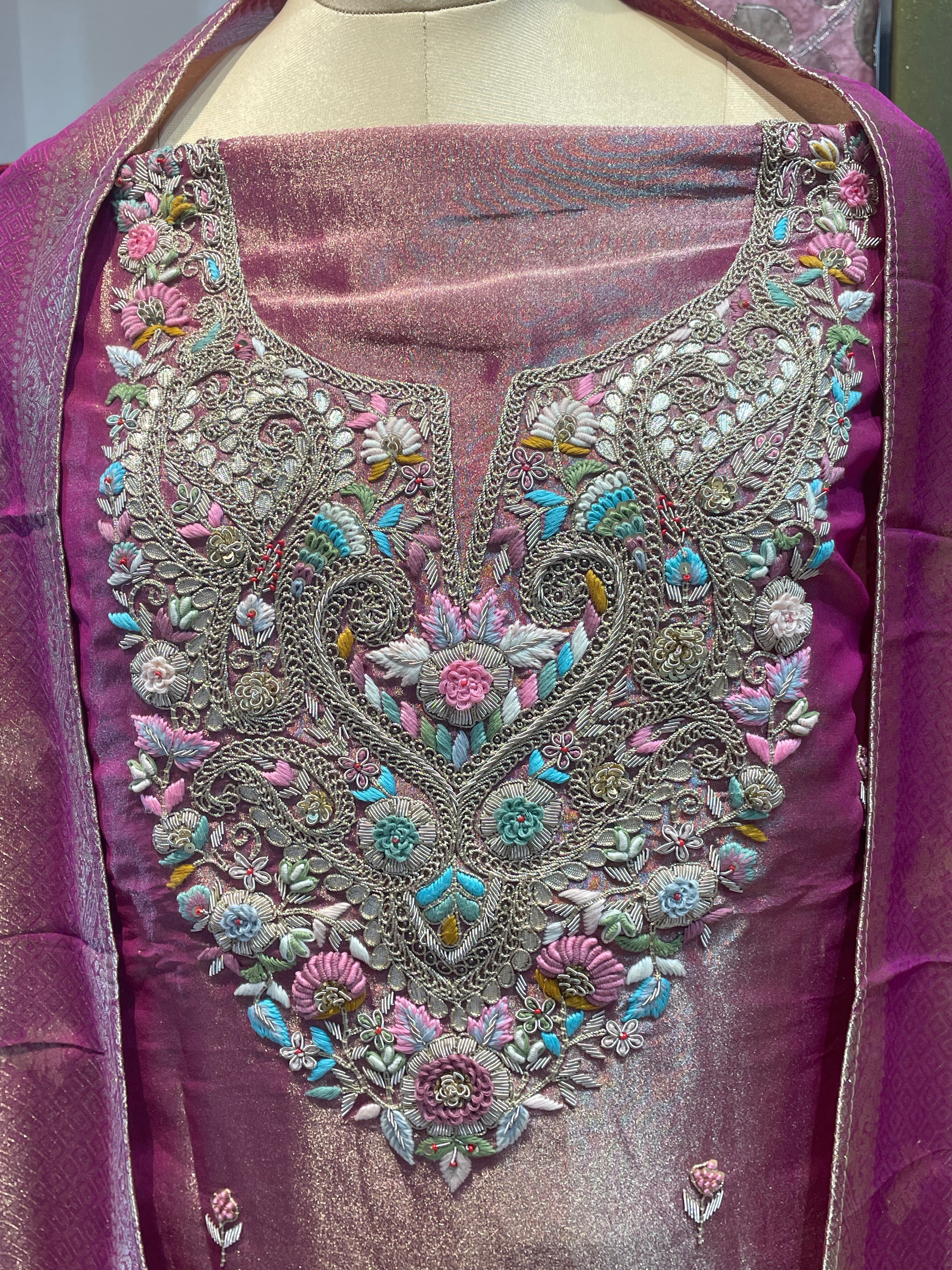 Pure tissue zardosi work dress material (OP)