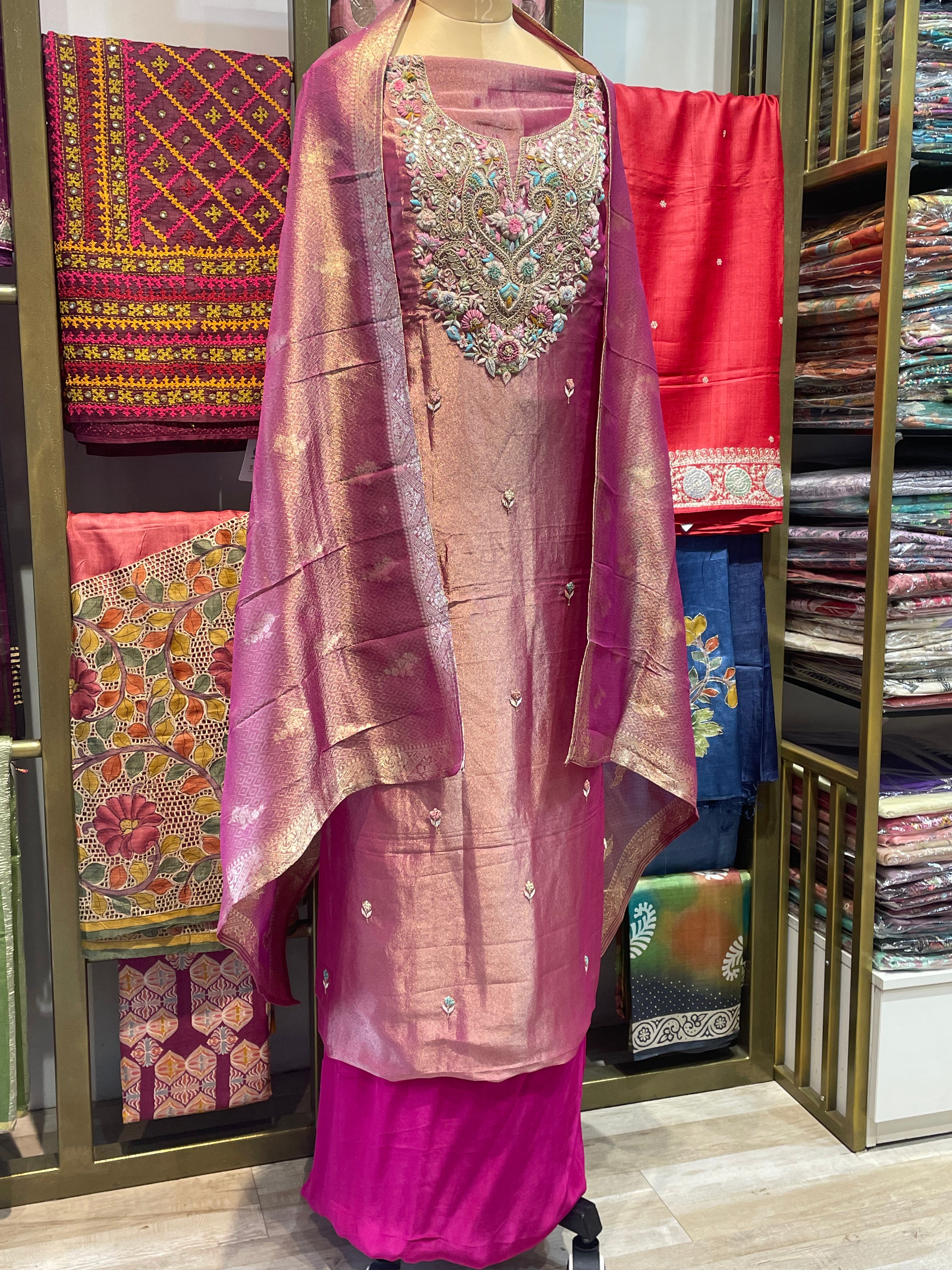 Pure tissue zardosi work dress material (OP)