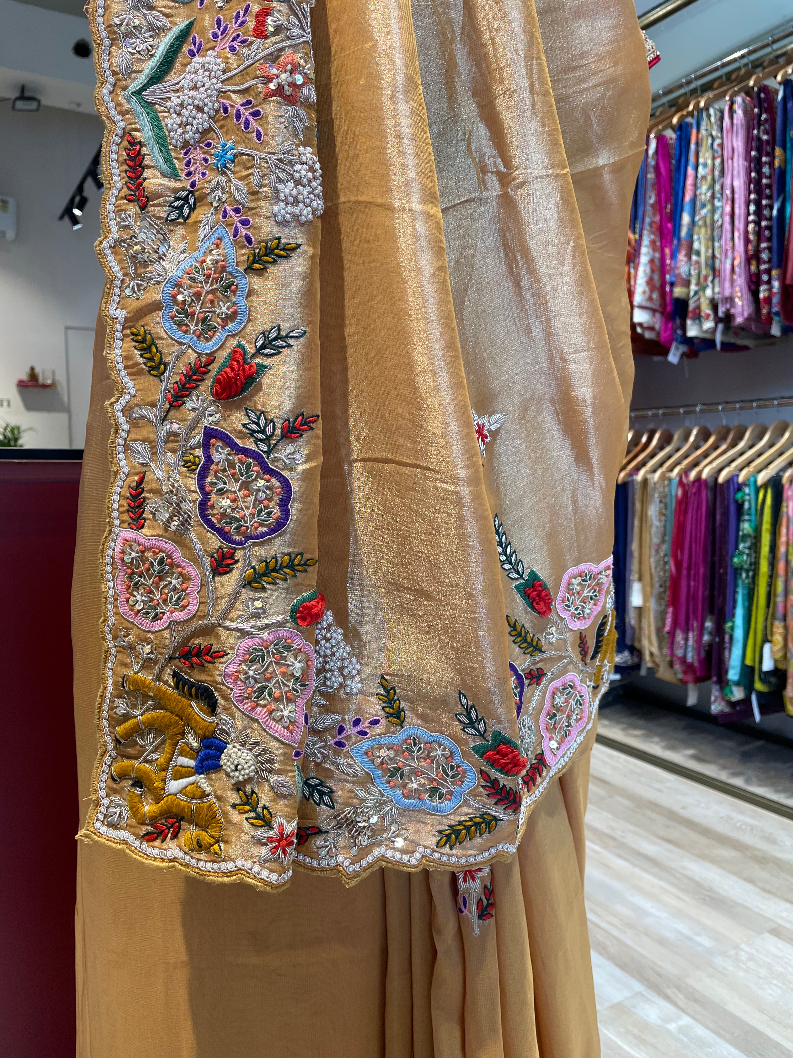 Pure  tissue saree with handwork (OC)