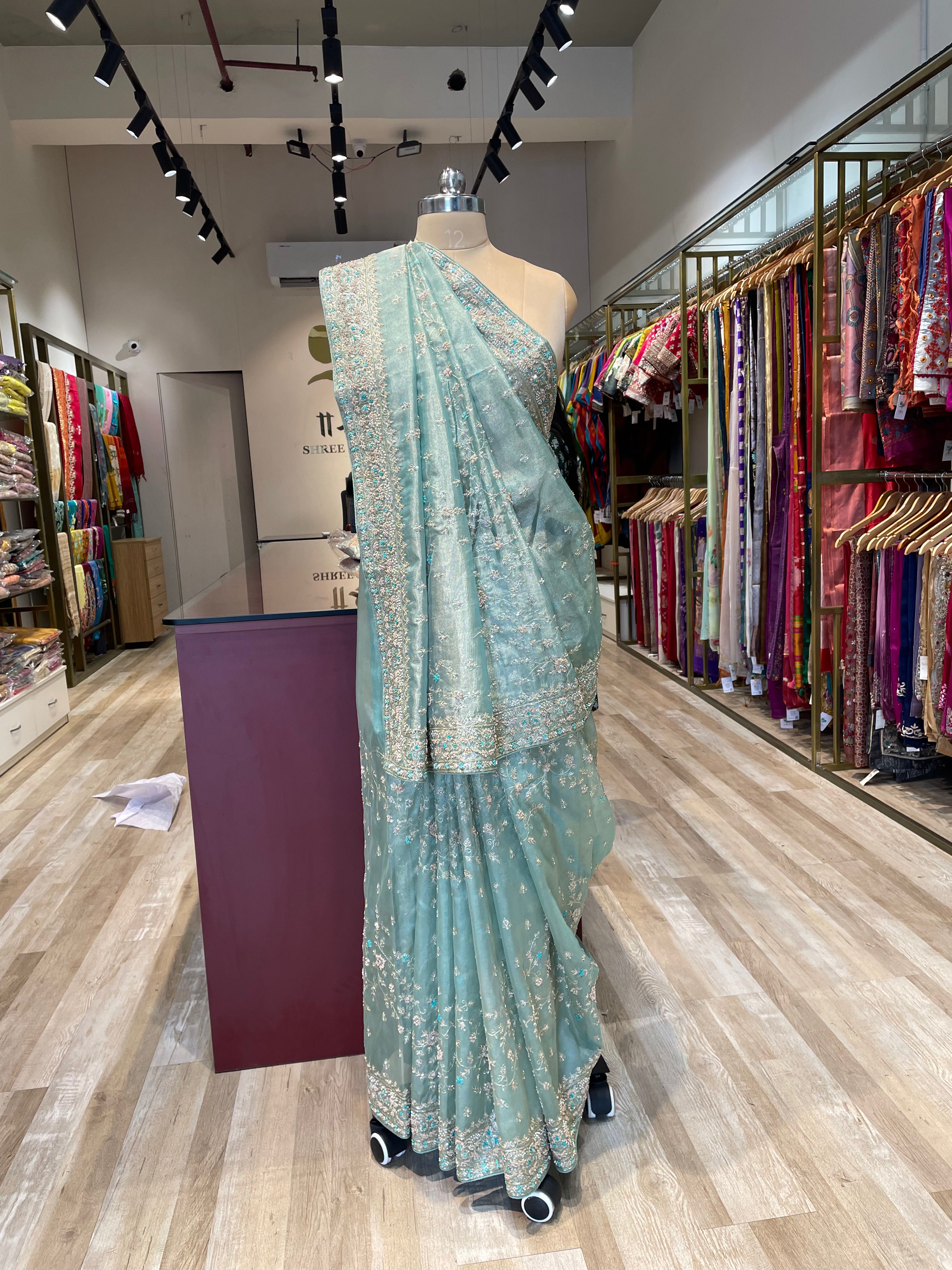 Pure tissue saree with handwork (B)