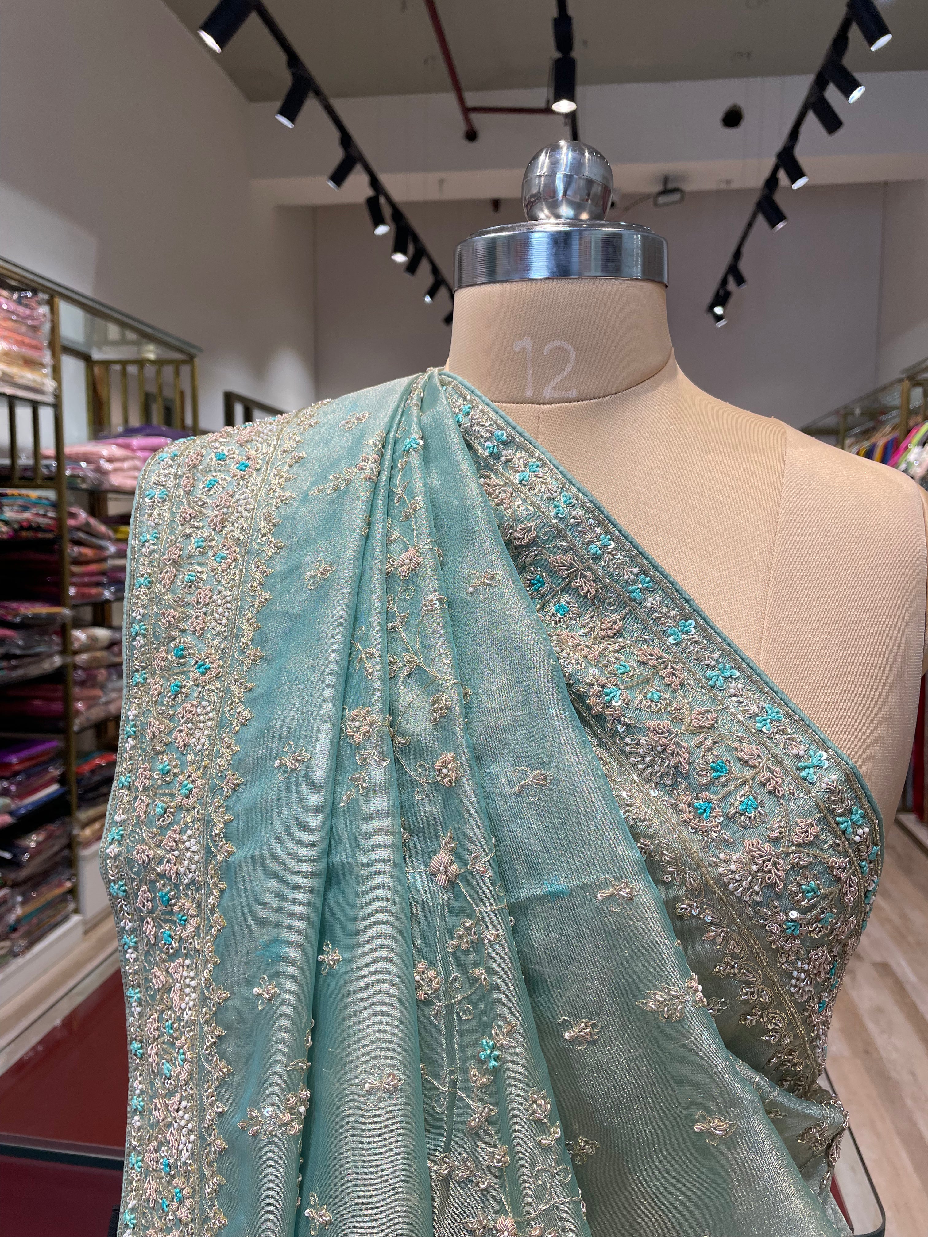 Pure tissue saree with handwork (B)