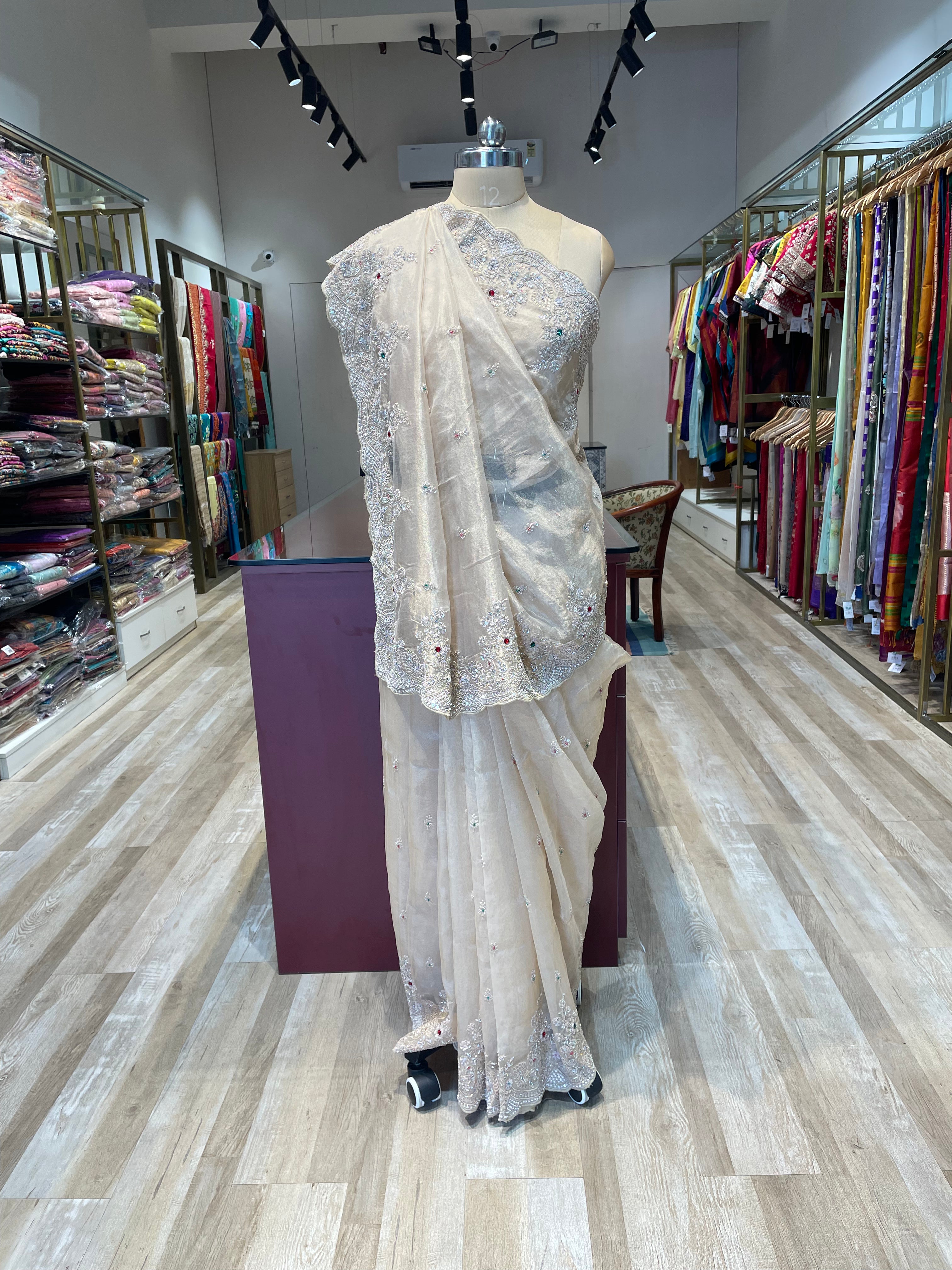 Pure tissue saree with zardosi work (CR)