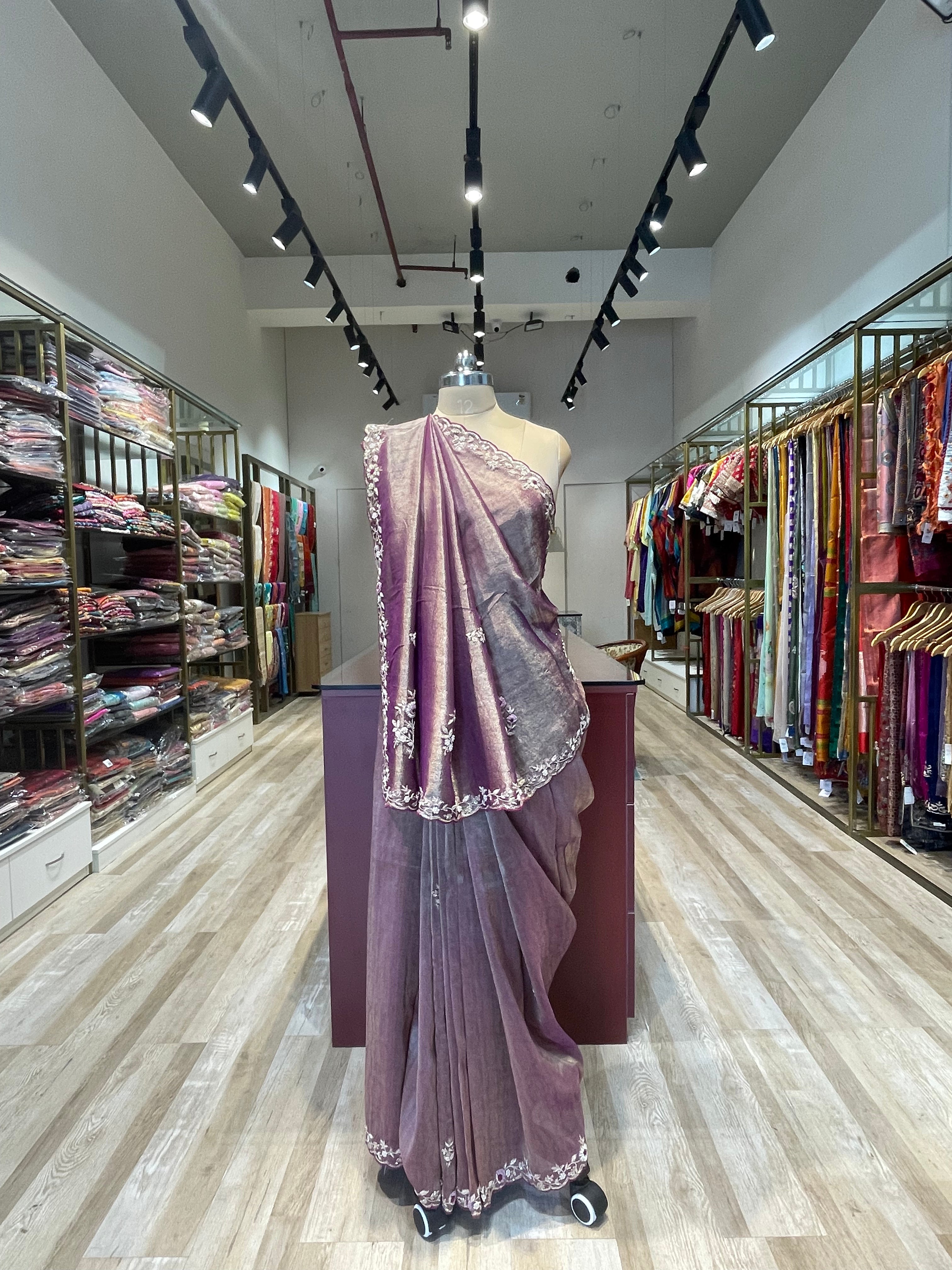 Pure tissue saree with handwork (P)