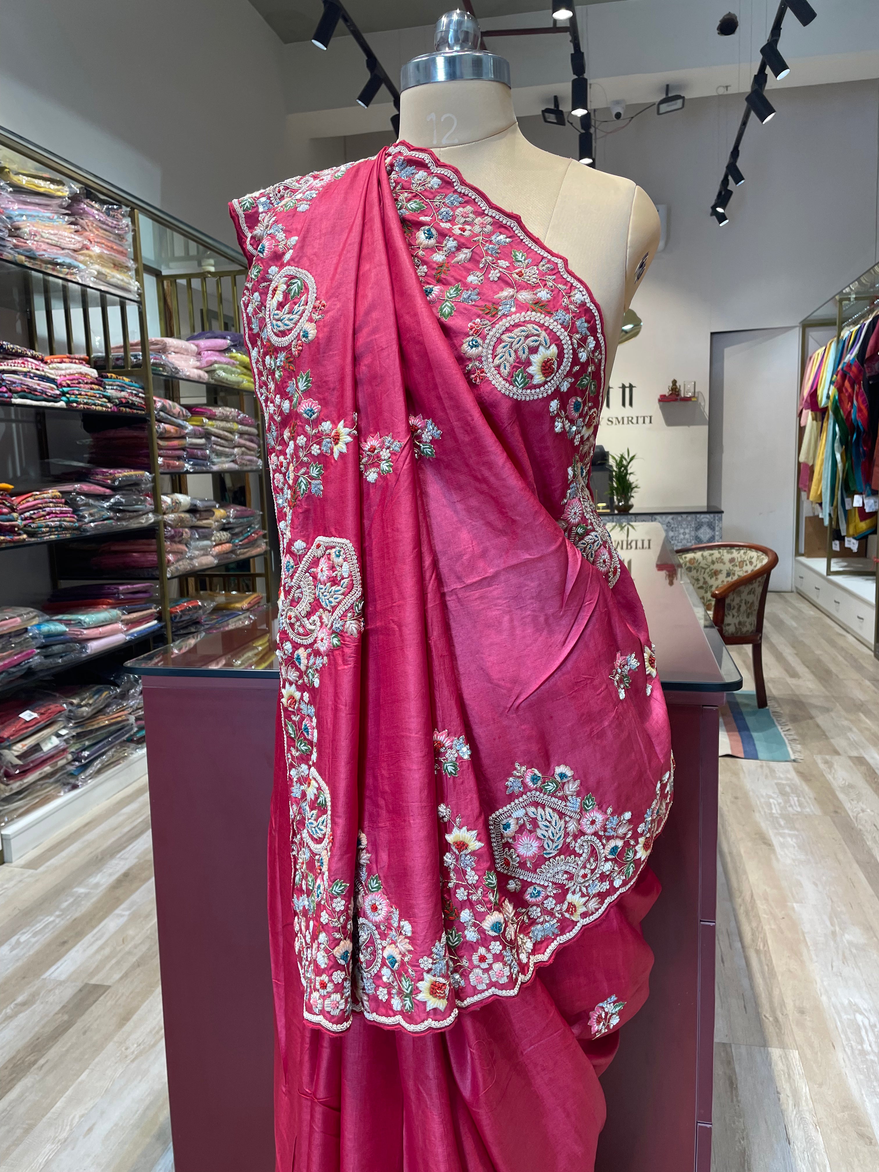 Pure tussur silk with hand work (DP)