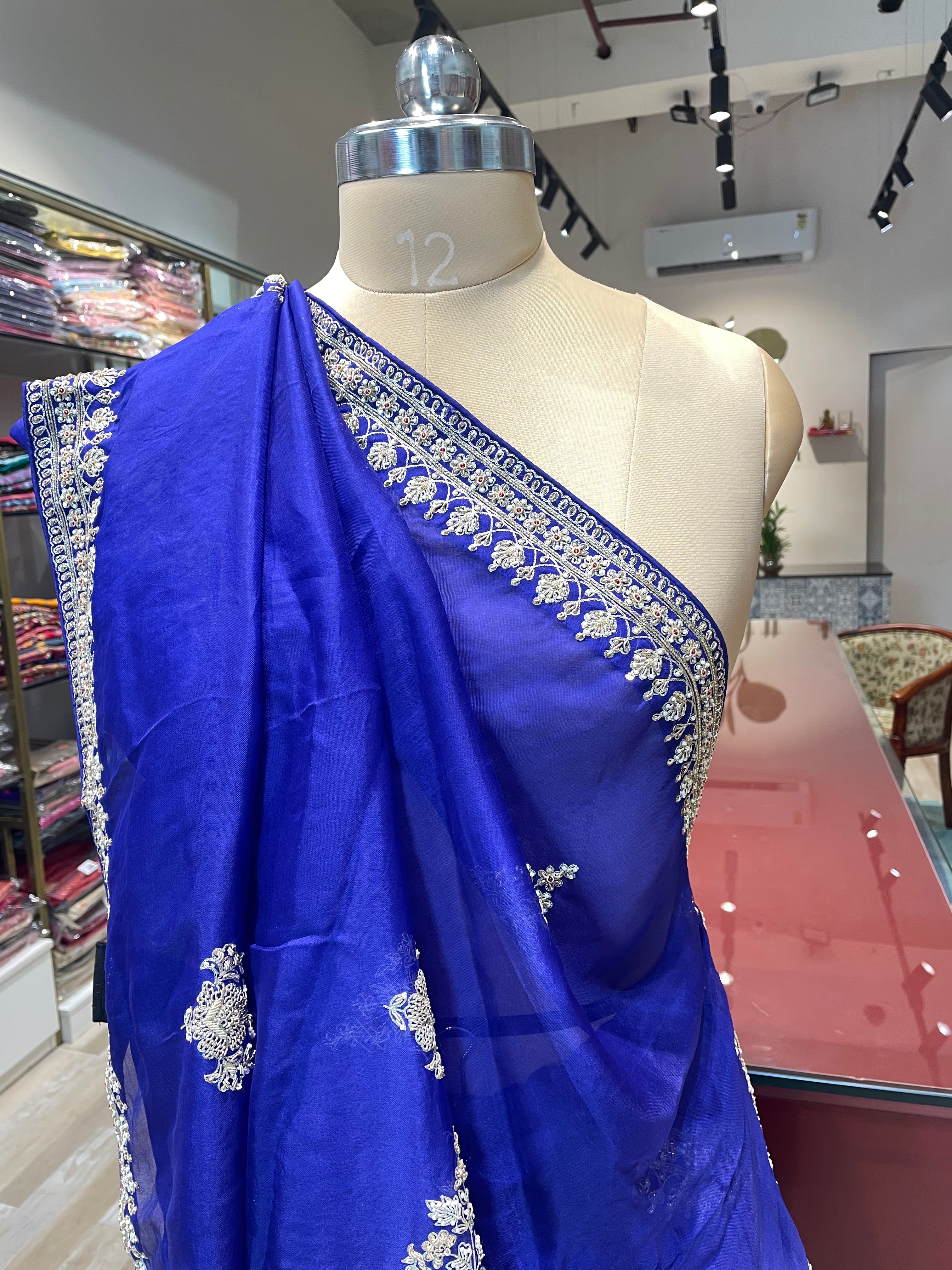 Pure organza saree with zardosi work (PB)