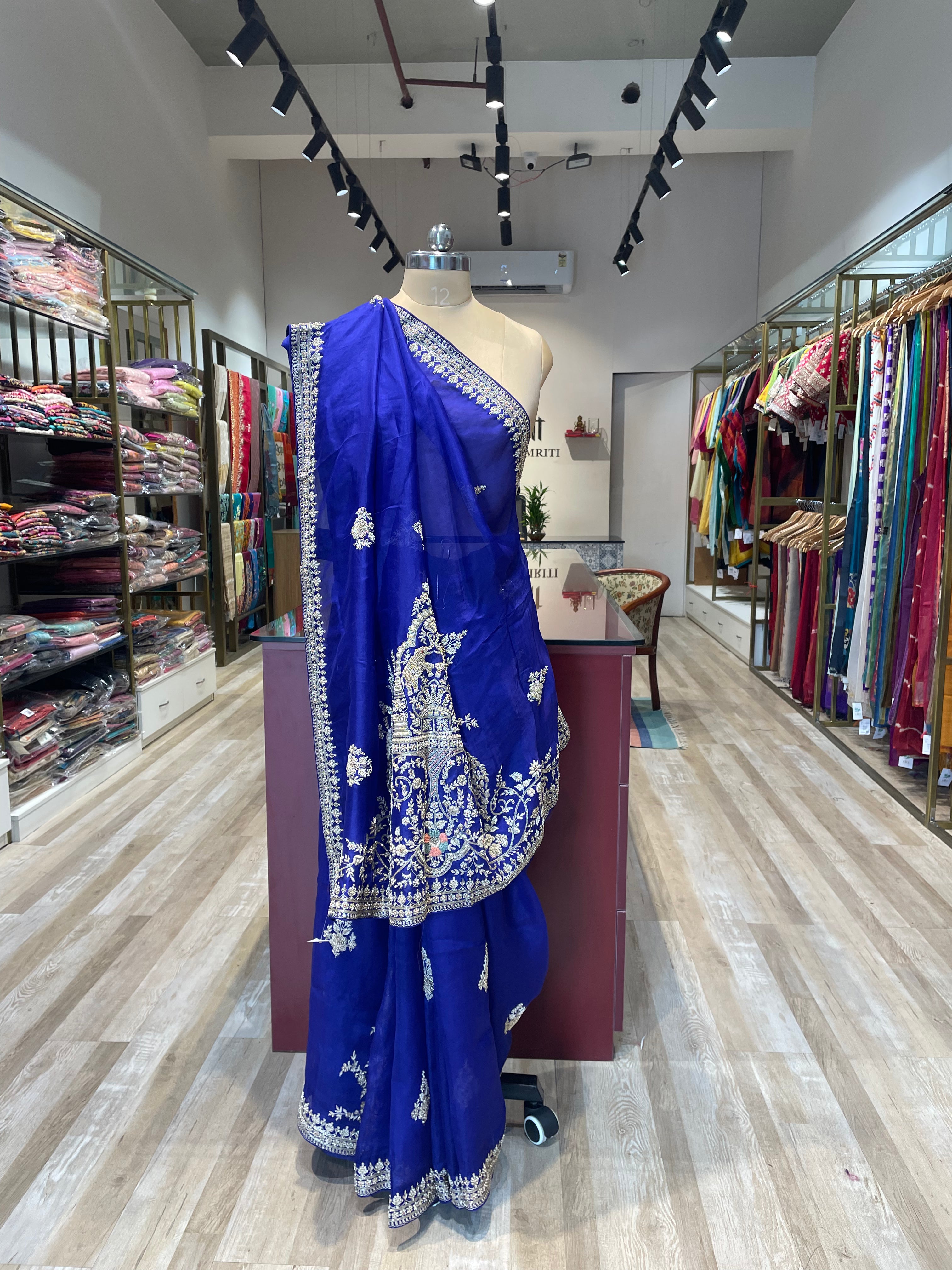 Pure organza saree with zardosi work (PB)