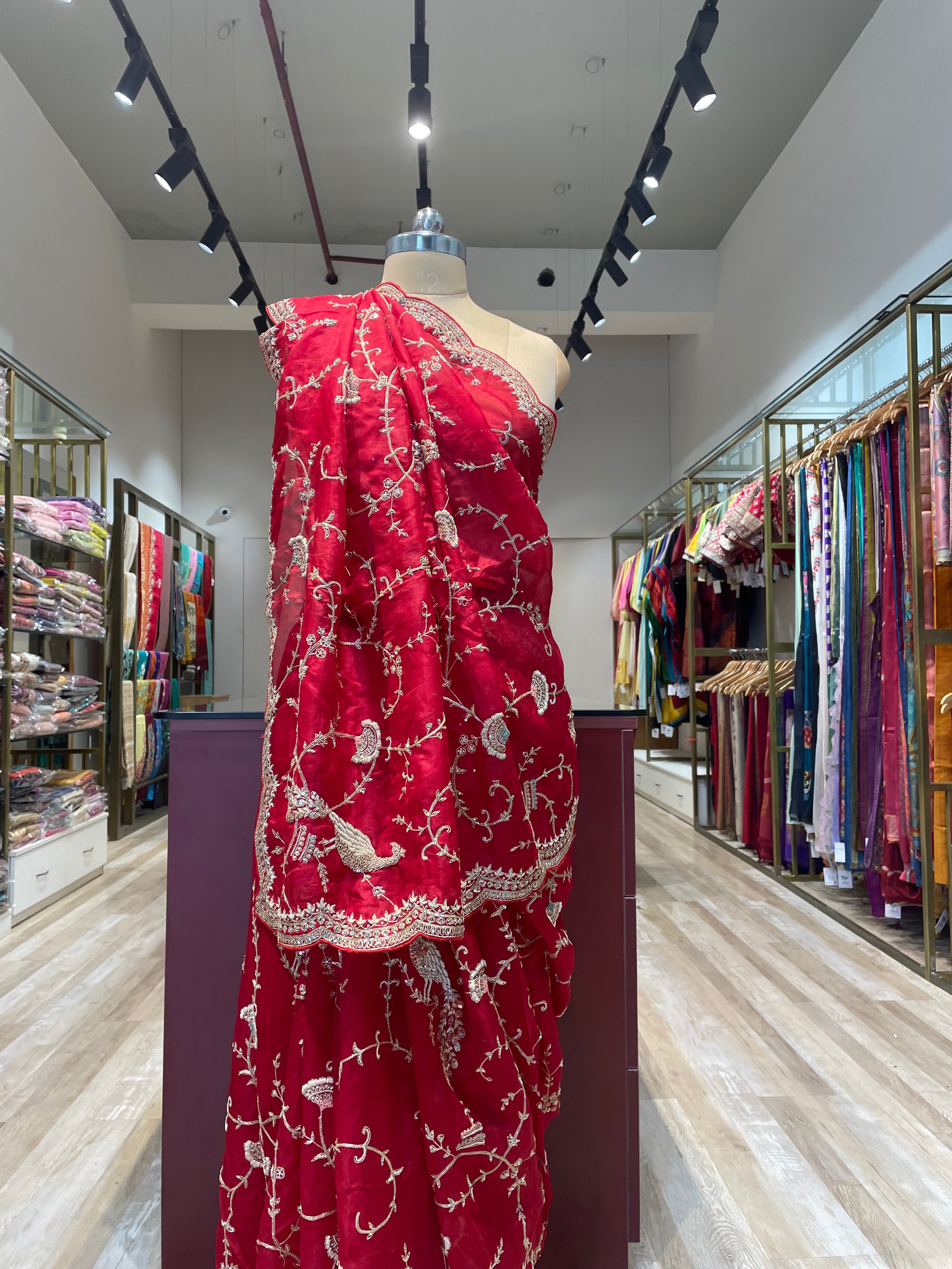 Pure organza saree with zardosi work (R)