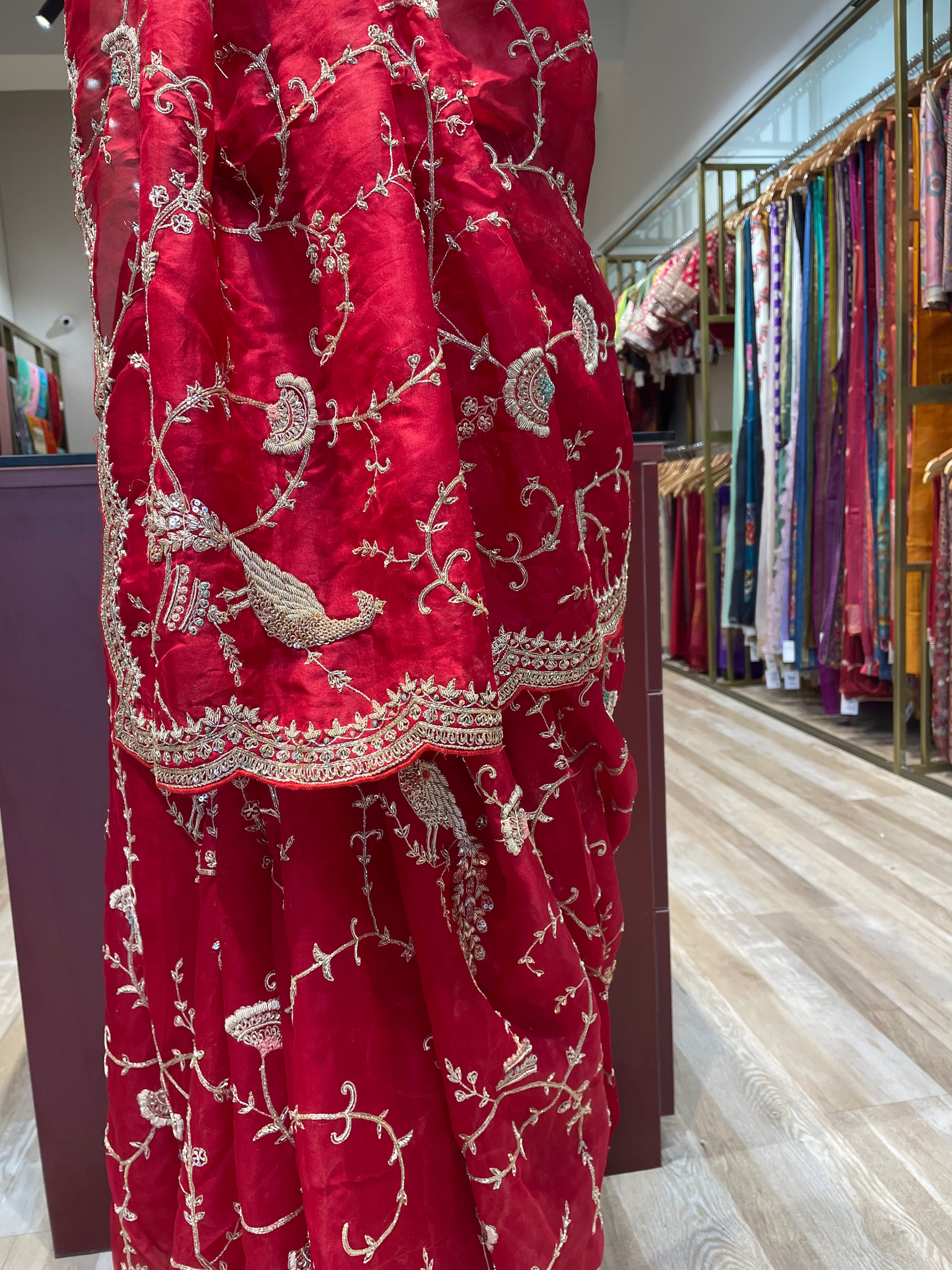 Pure organza saree with zardosi work (R)