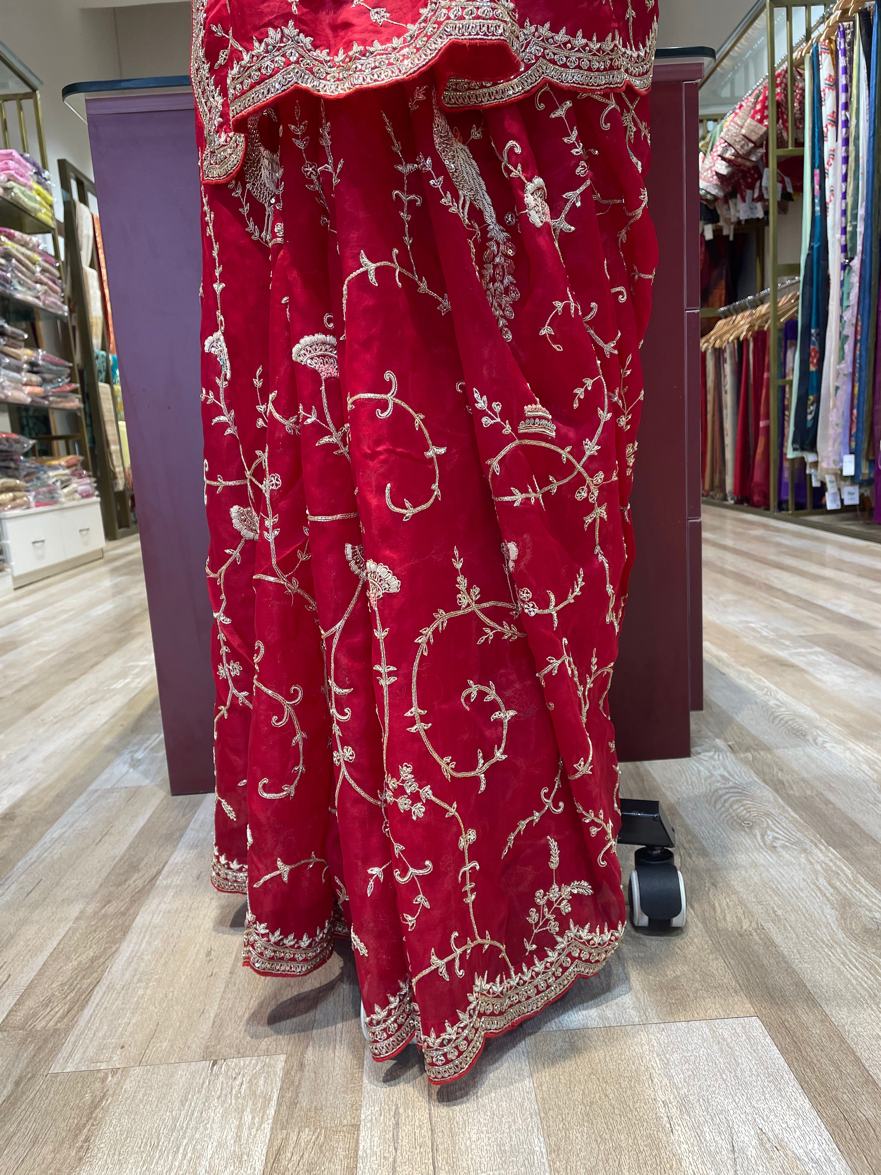 Pure organza saree with zardosi work (R)