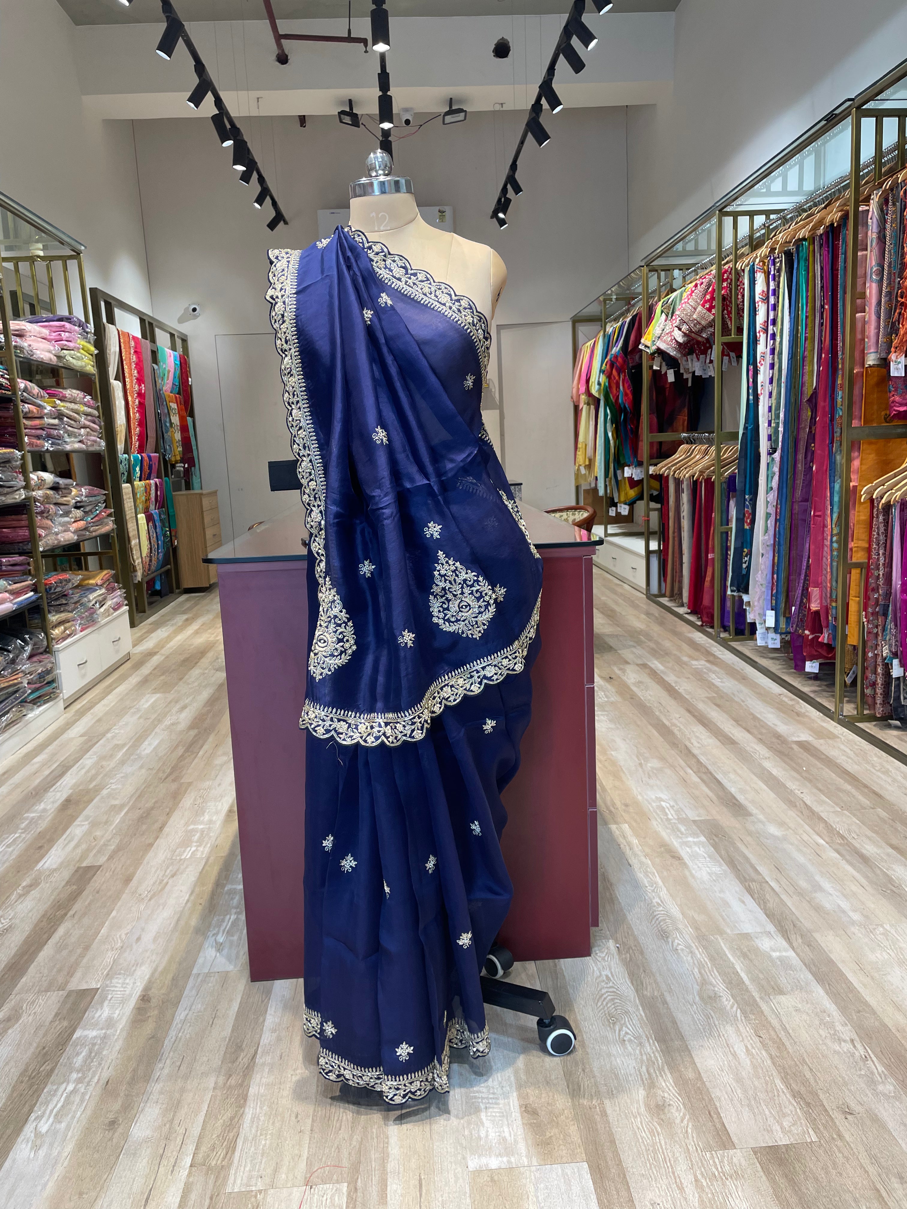 Pure organza saree with zardosi work (BU1)