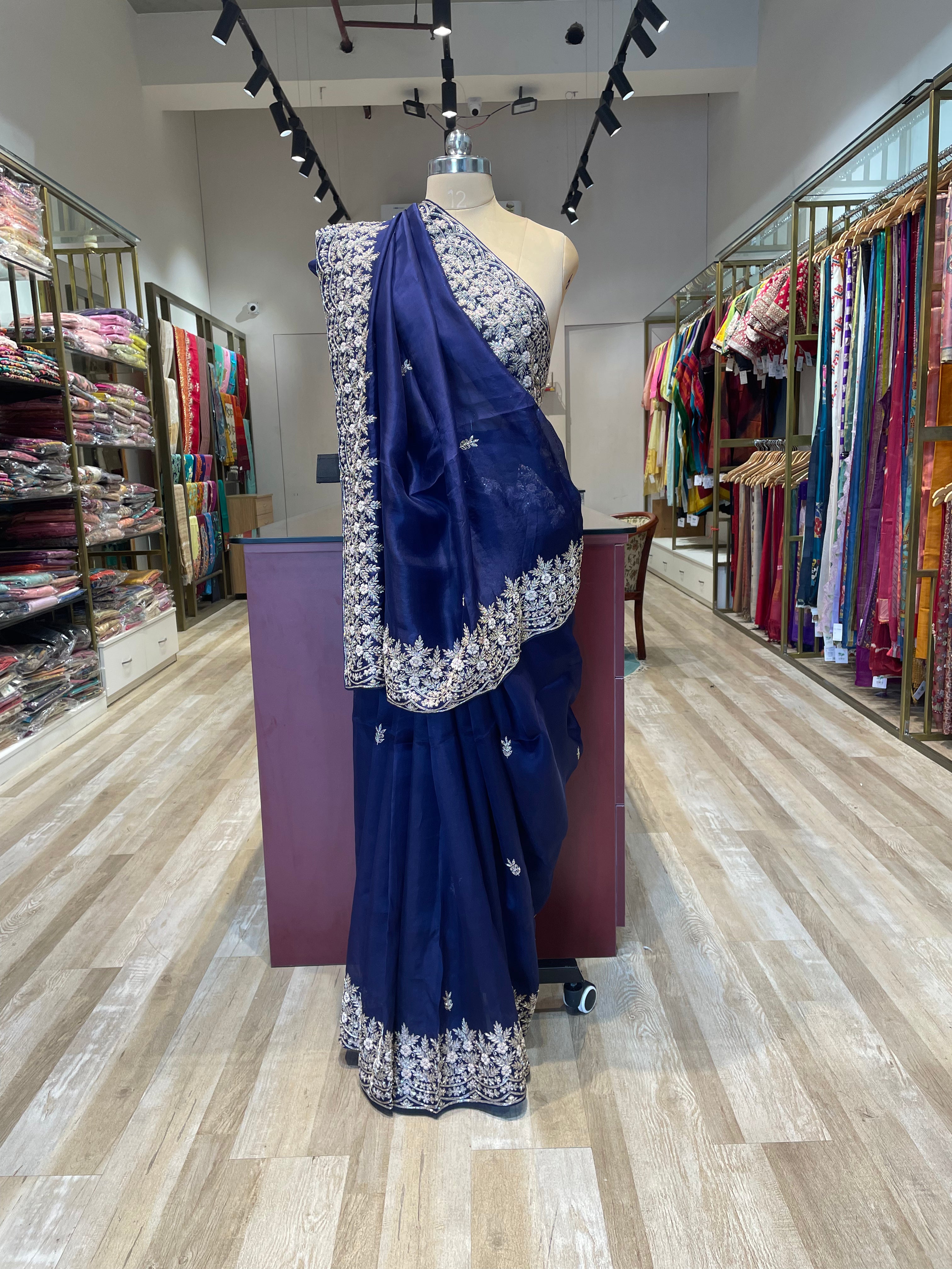 Pure organza saree with zardosi work (BU)
