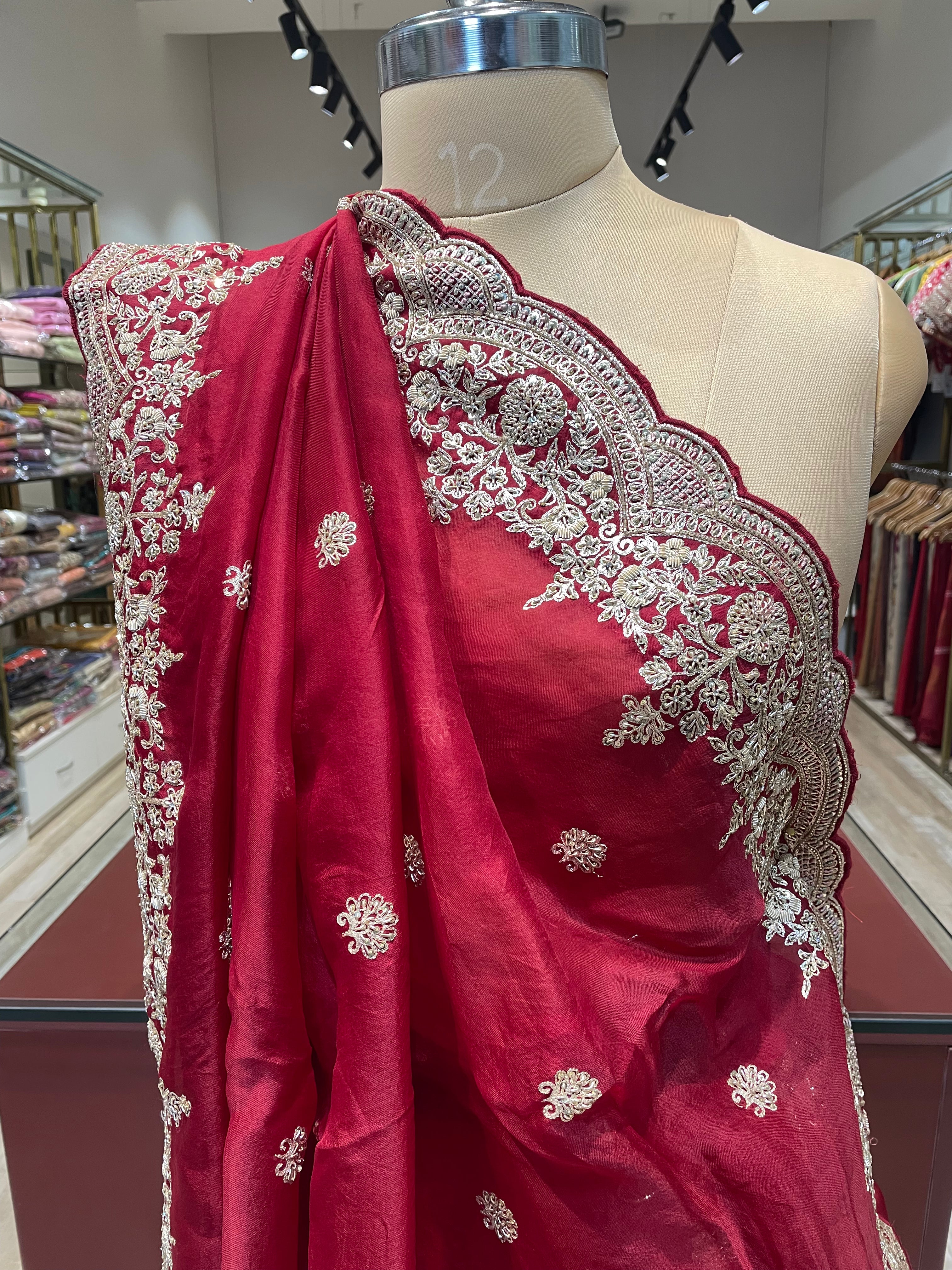 Pure organza saree with zardosi work (R)