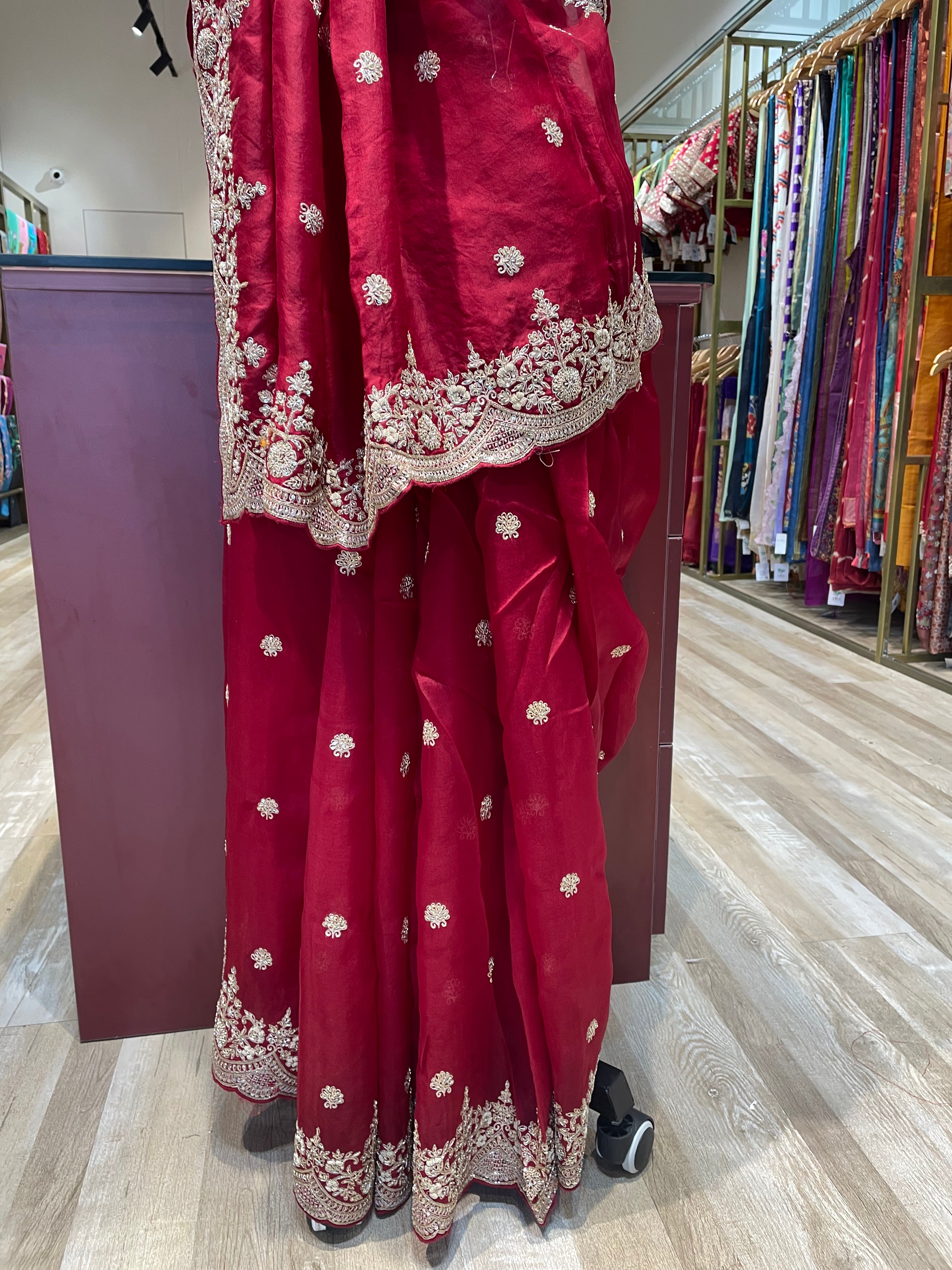 Pure organza saree with zardosi work (R)