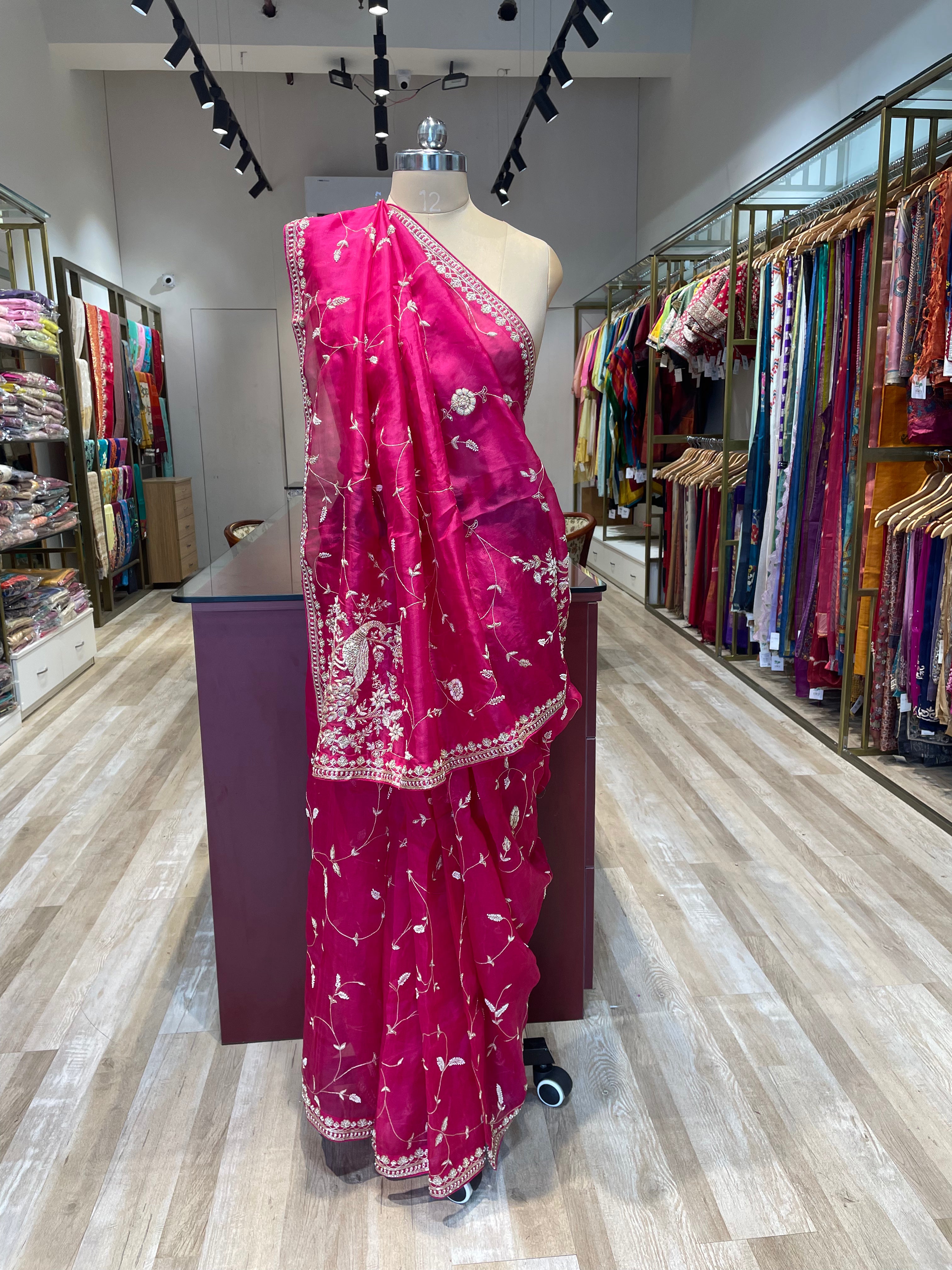 Pure organza saree with zardosi work (P)