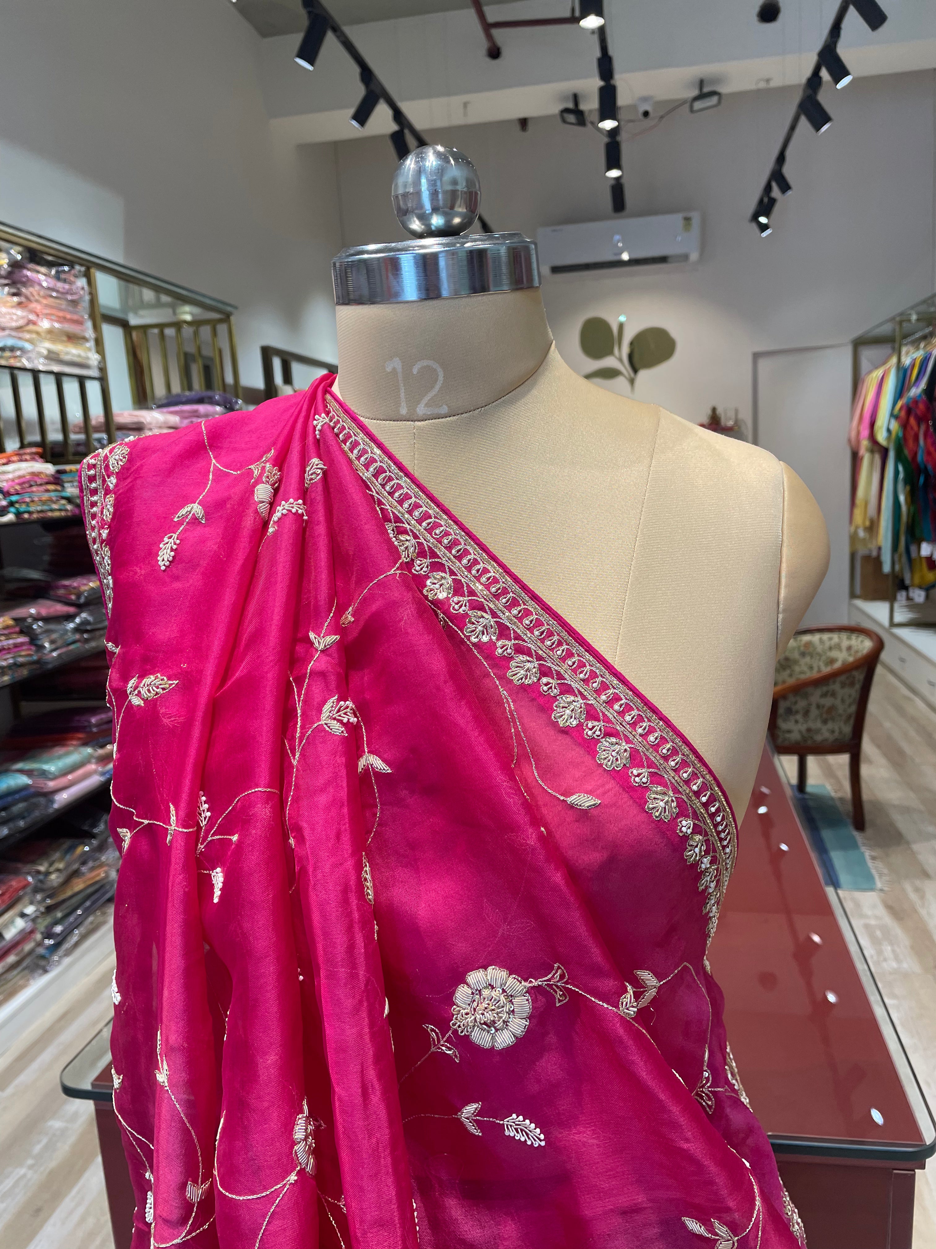 Pure organza saree with zardosi work (P)