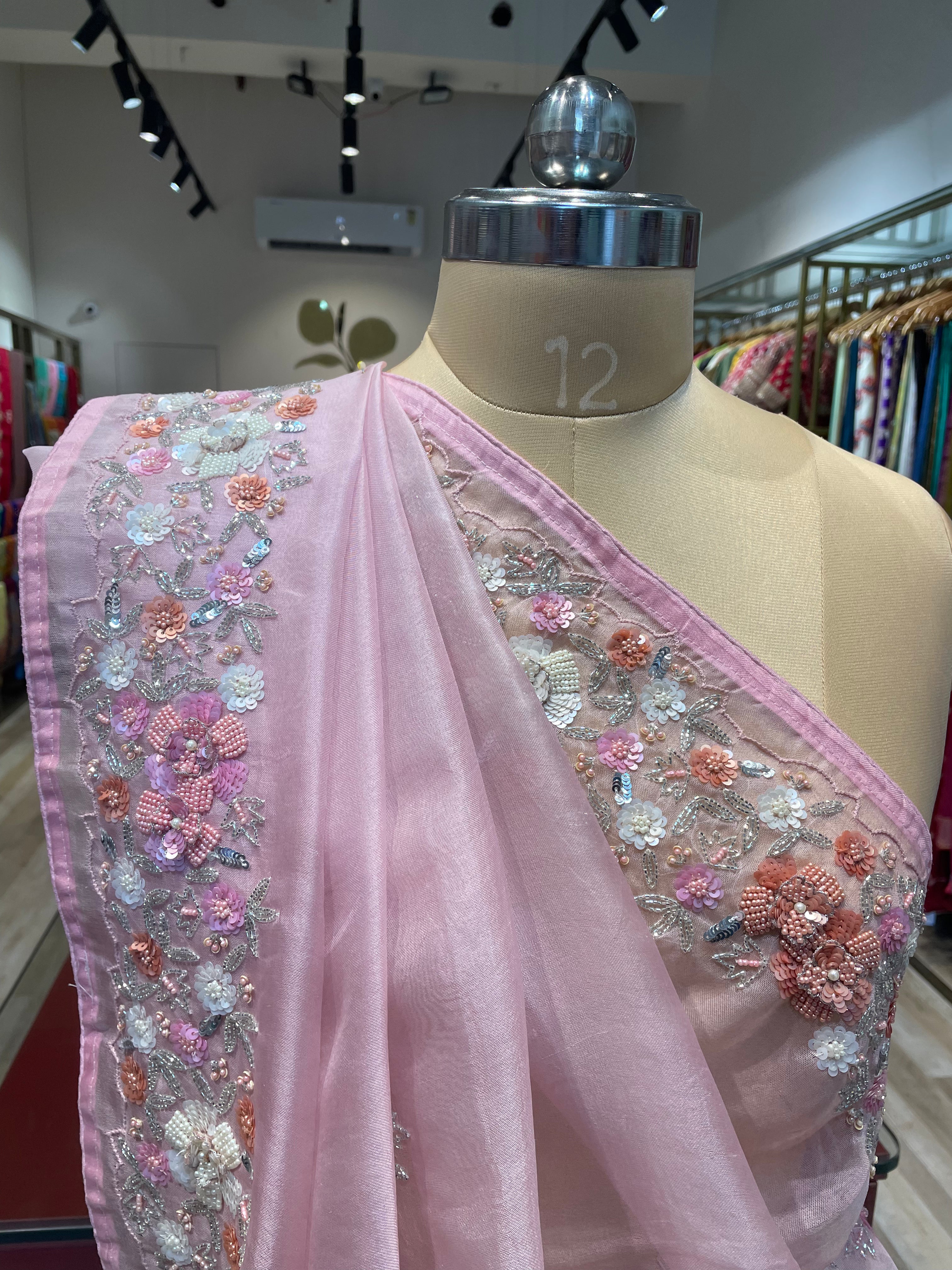 Pure organza saree with handwork (LP)