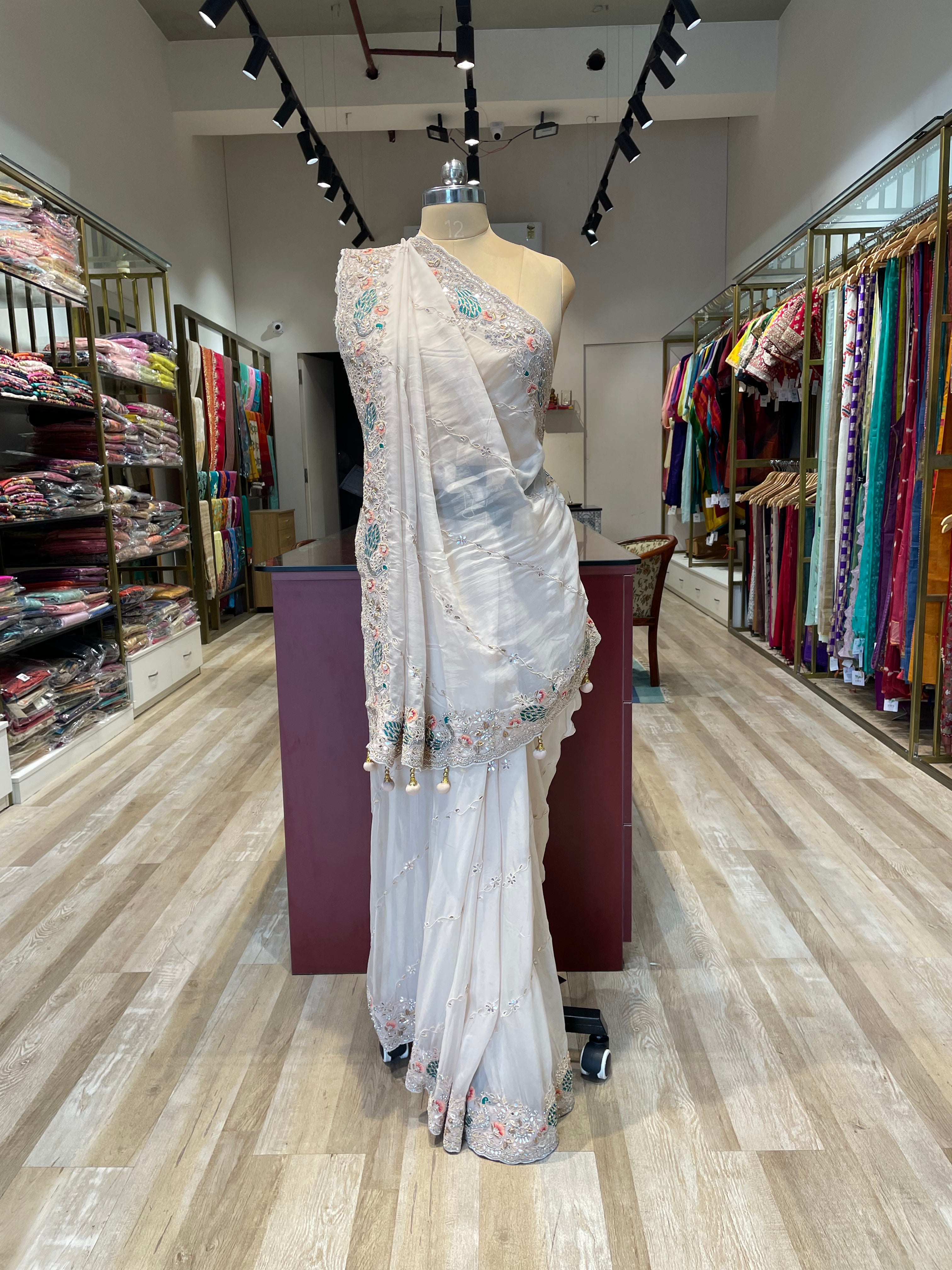 Pure organza saree with gota patti work (W)