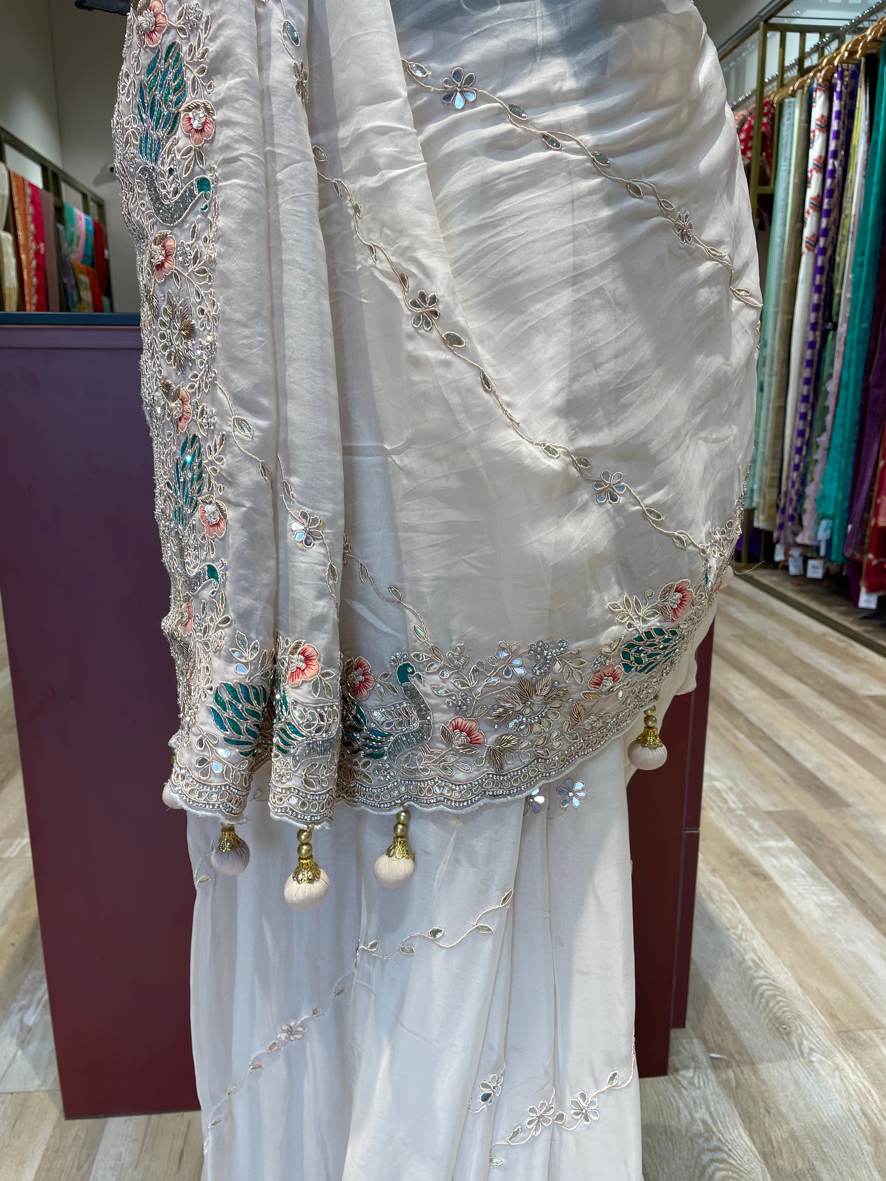 Pure organza saree with gota patti work (W)