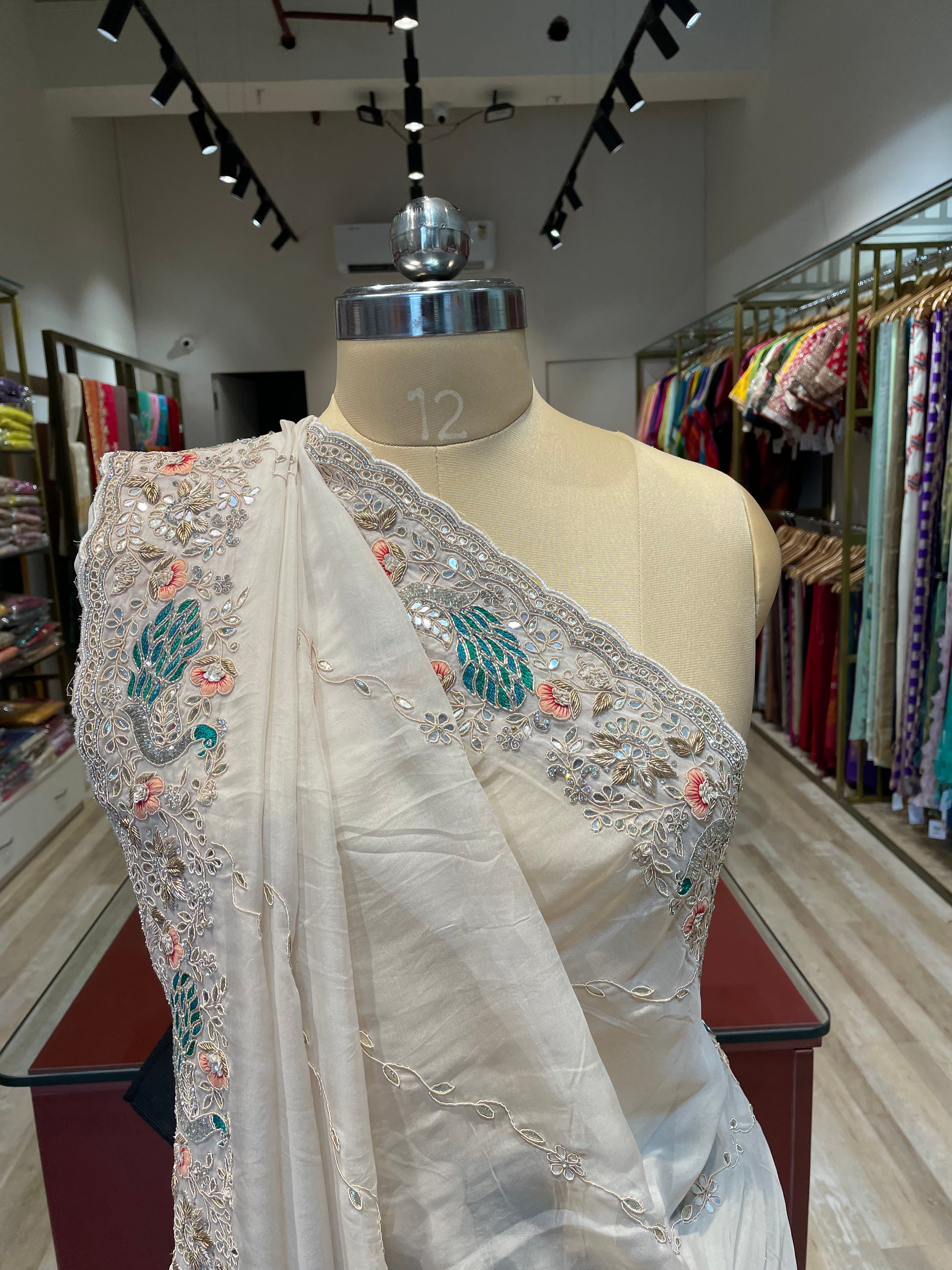 Pure organza saree with gota patti work (W)