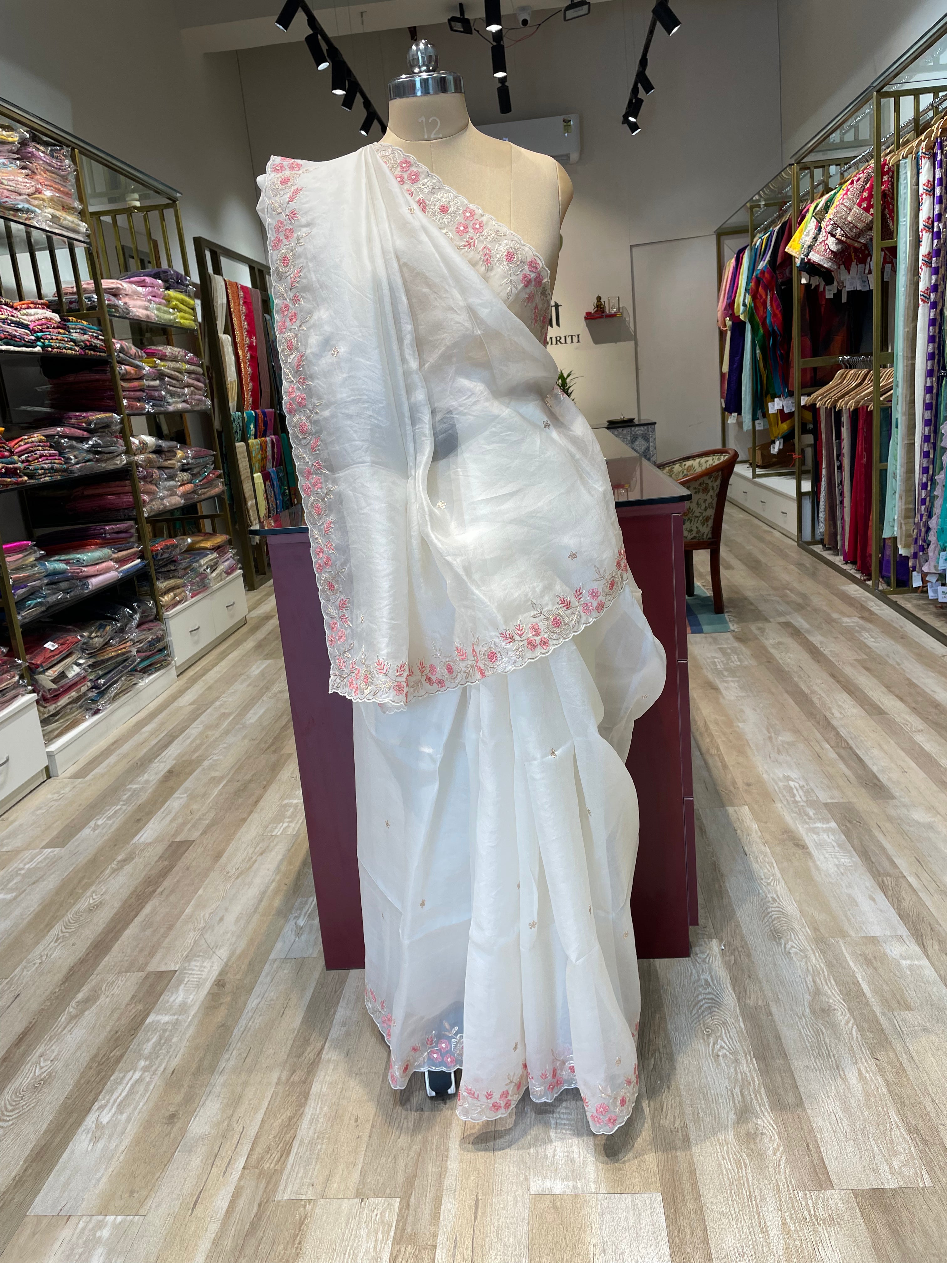 Pure organza saree with pita work (W)